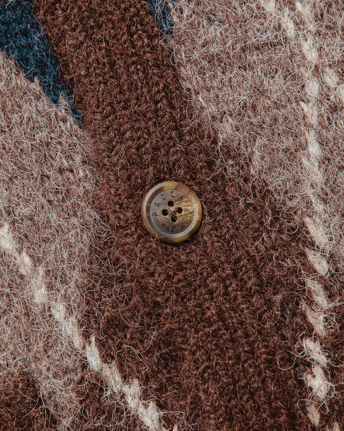 Fairway Brushed Cardigan - Brown Argyle