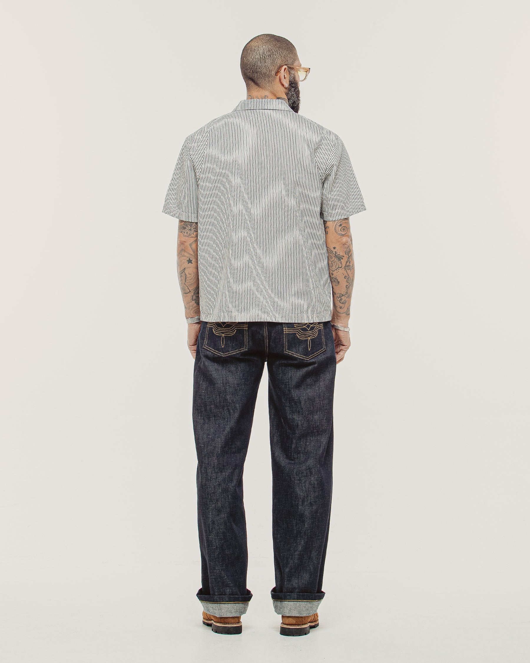 1/4 Zip Work Shirt - Hickory Stripe