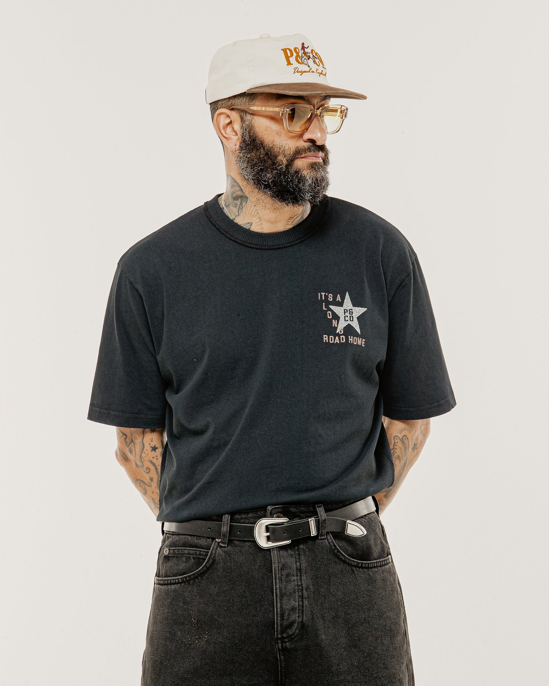 Long Road Boxy T-Shirt - Heavy Washed Black