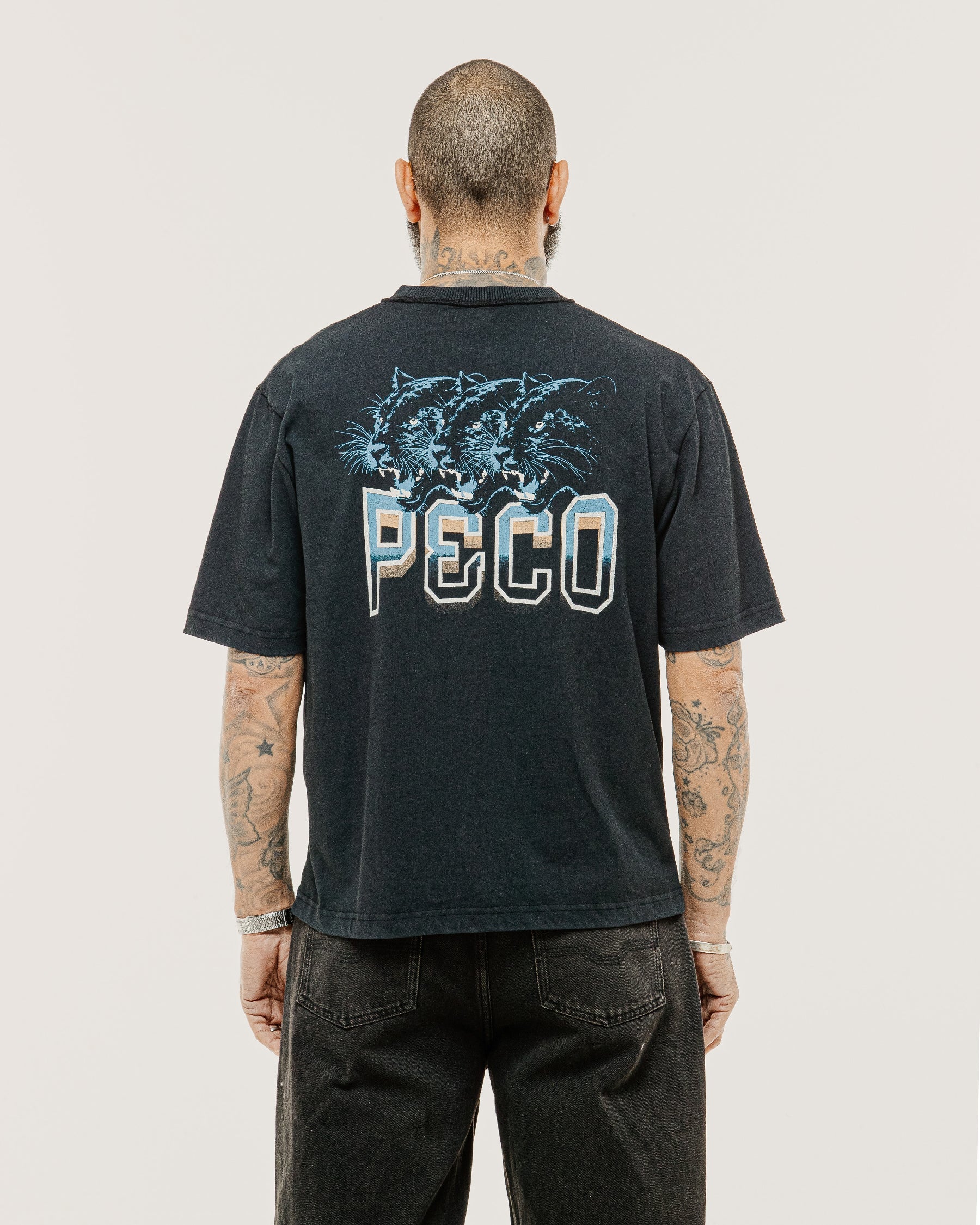 Panther Sports Boxy T-Shirt - Heavy Washed Black