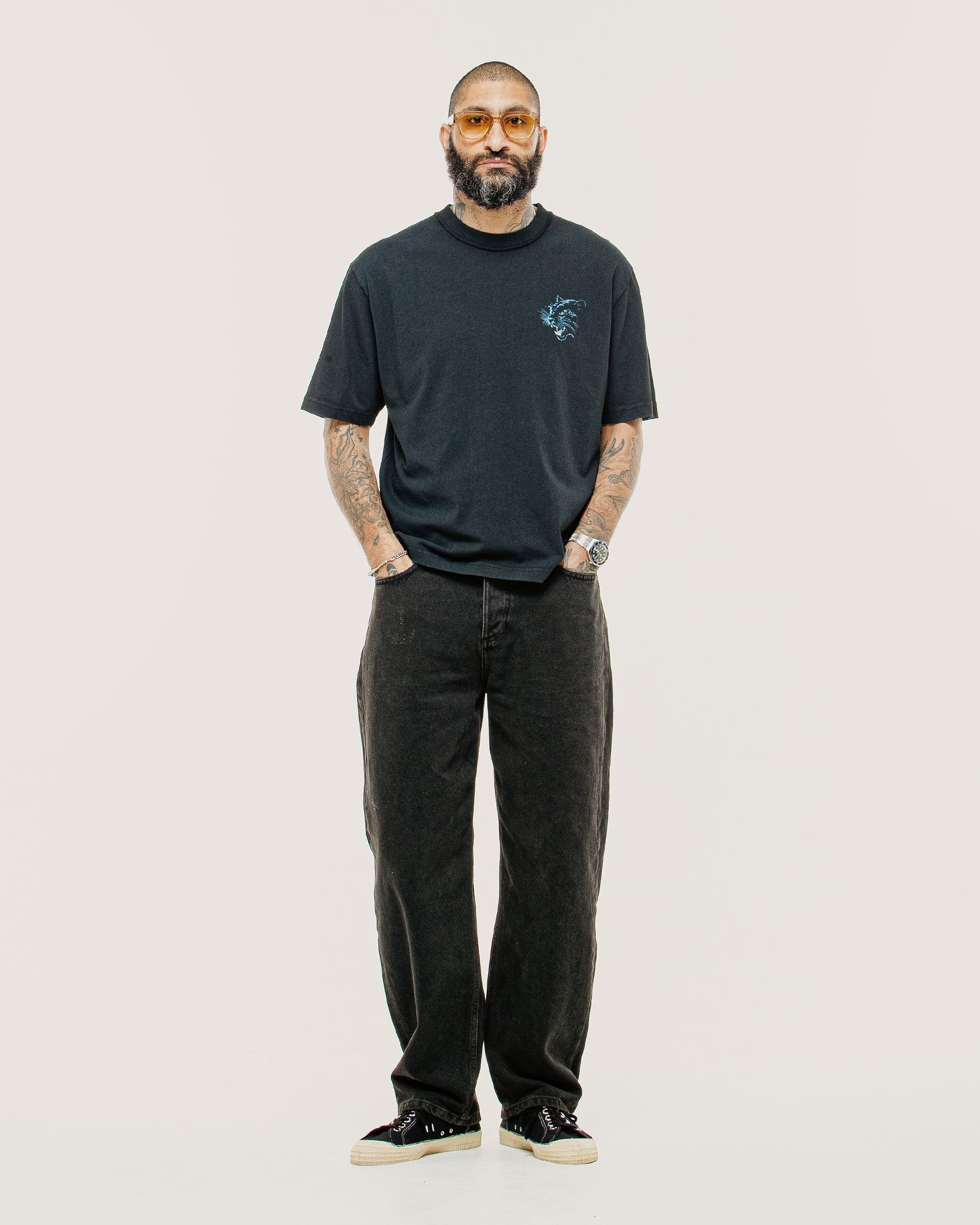 Panther Sports Boxy T-Shirt - Heavy Washed Black