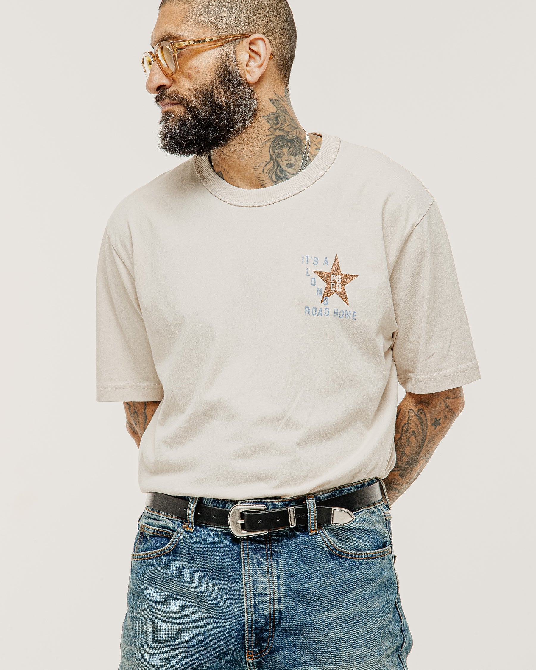 Long Road Boxy T-Shirt - Bone
