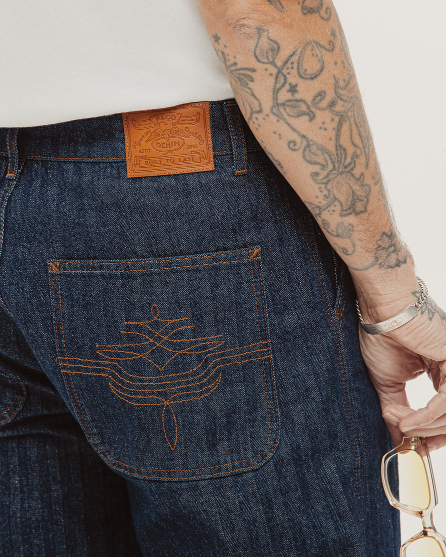 Holloway Herringbone Jeans - Washed Indigo