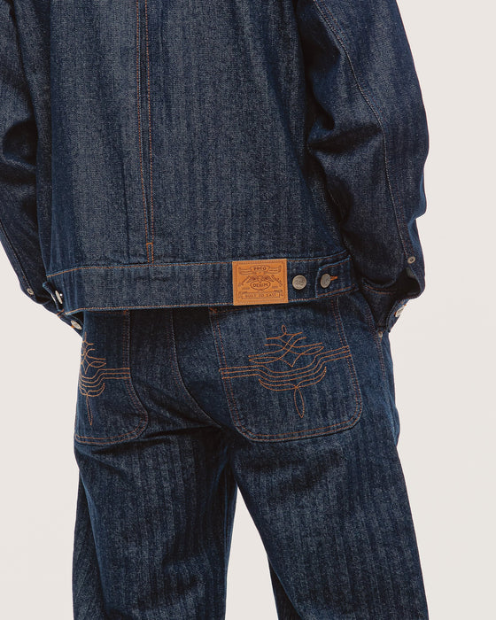 Draftsman Herringbone Denim Jacket - Washed Indigo