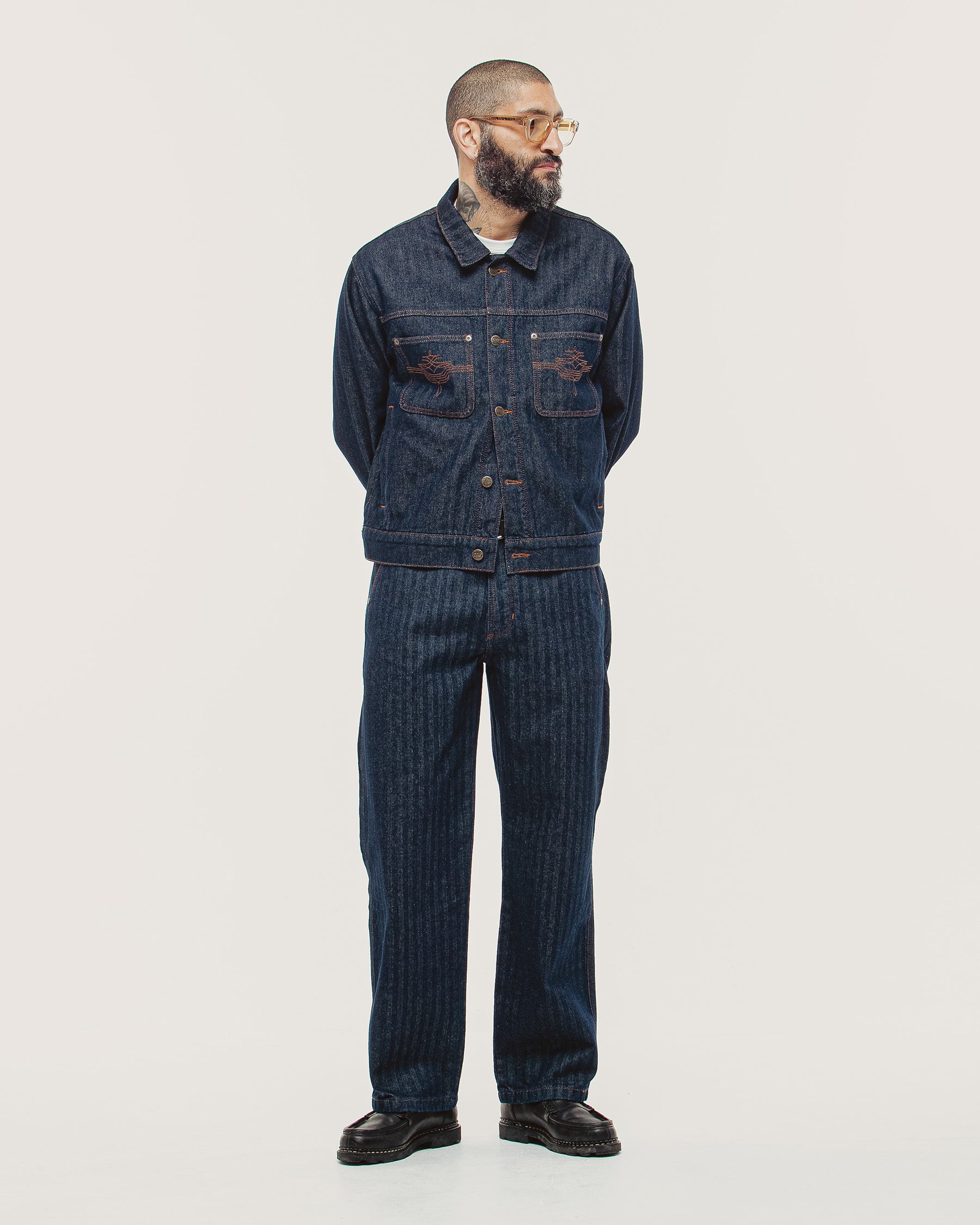 Draftsman Herringbone Denim Jacket - Washed Indigo