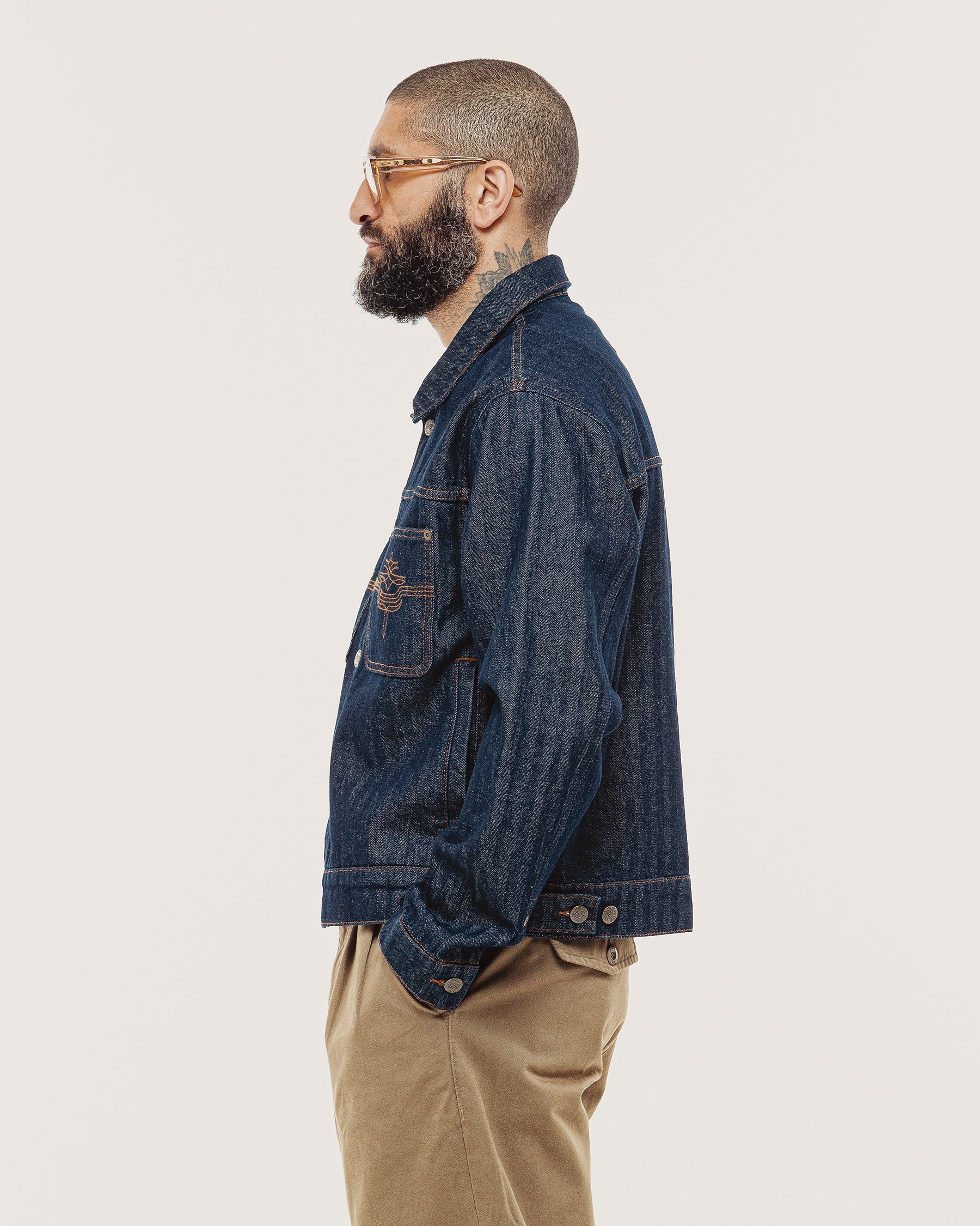 Draftsman Herringbone Denim Jacket - Washed Indigo