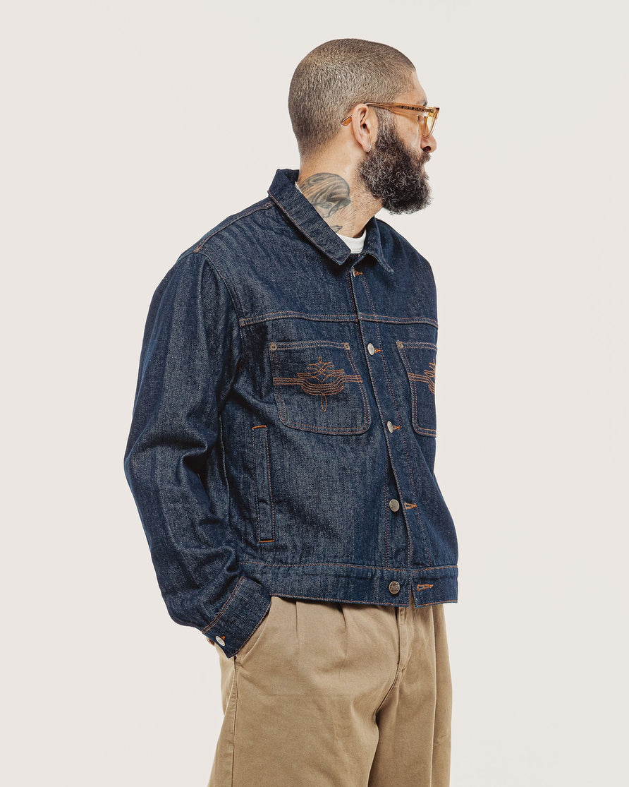 Draftsman Herringbone Denim Jacket - Washed Indigo