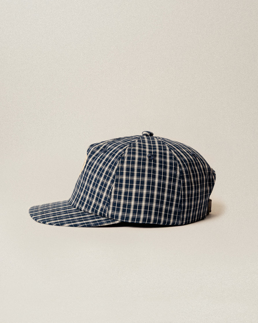 Script 5 Panel Cap - Navy Plaid