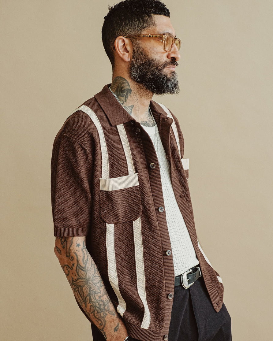 Delon Knitted Polo - Brown