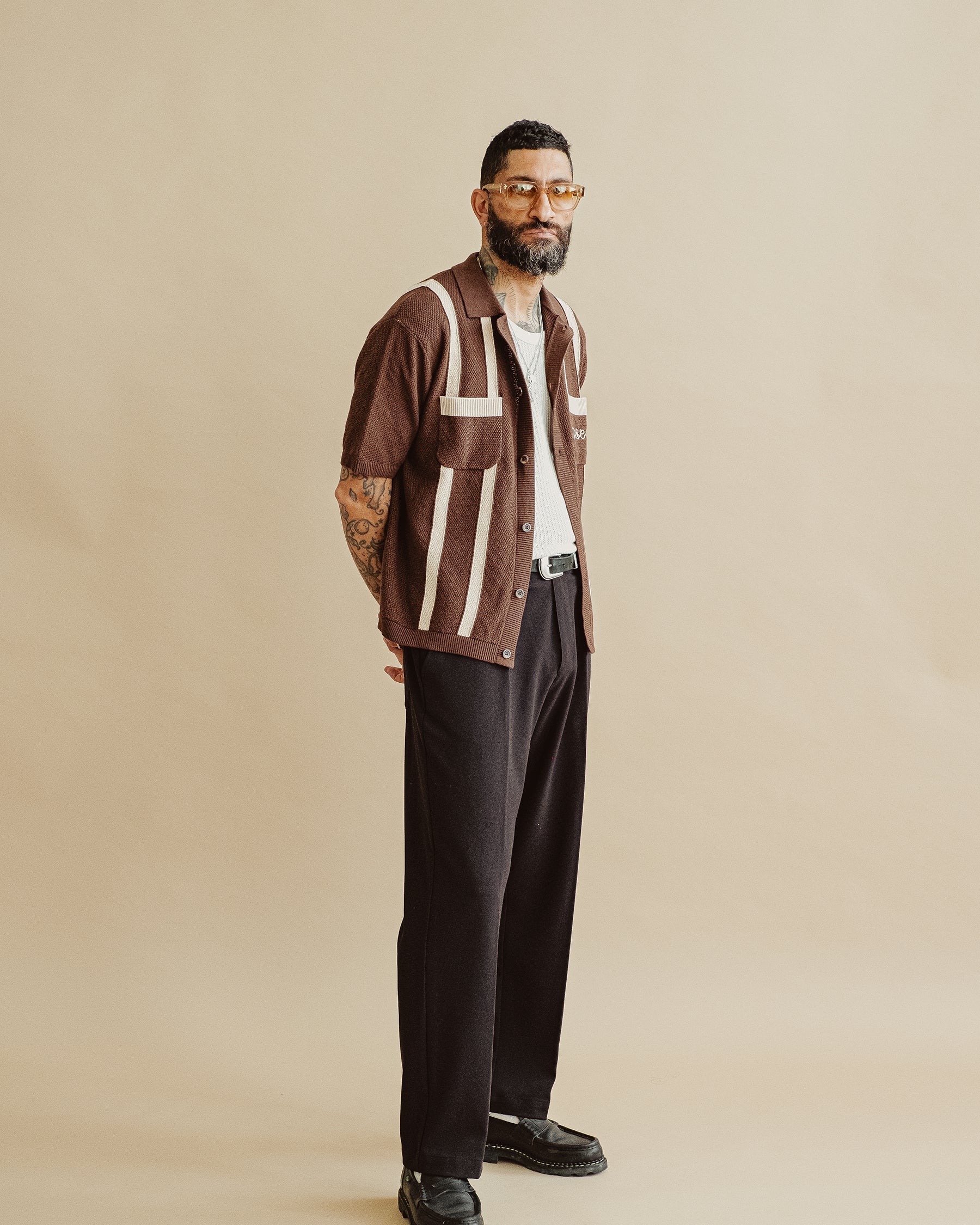 Delon Knitted Polo - Brown