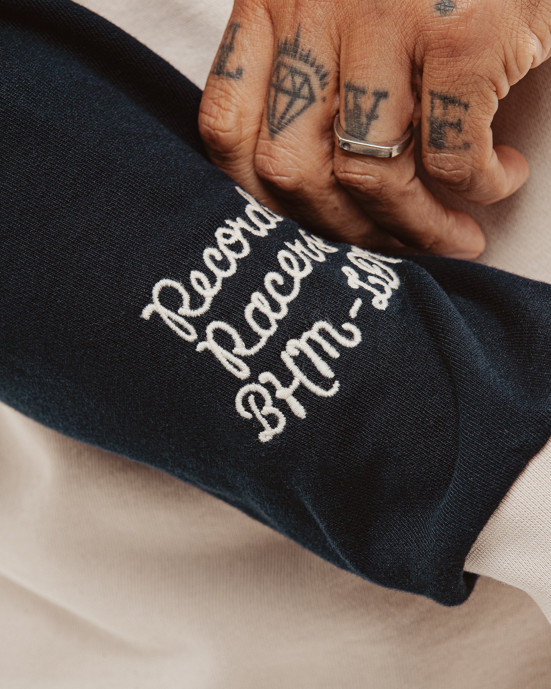 Track 1/4 Zip Jersey - Ecru & Navy