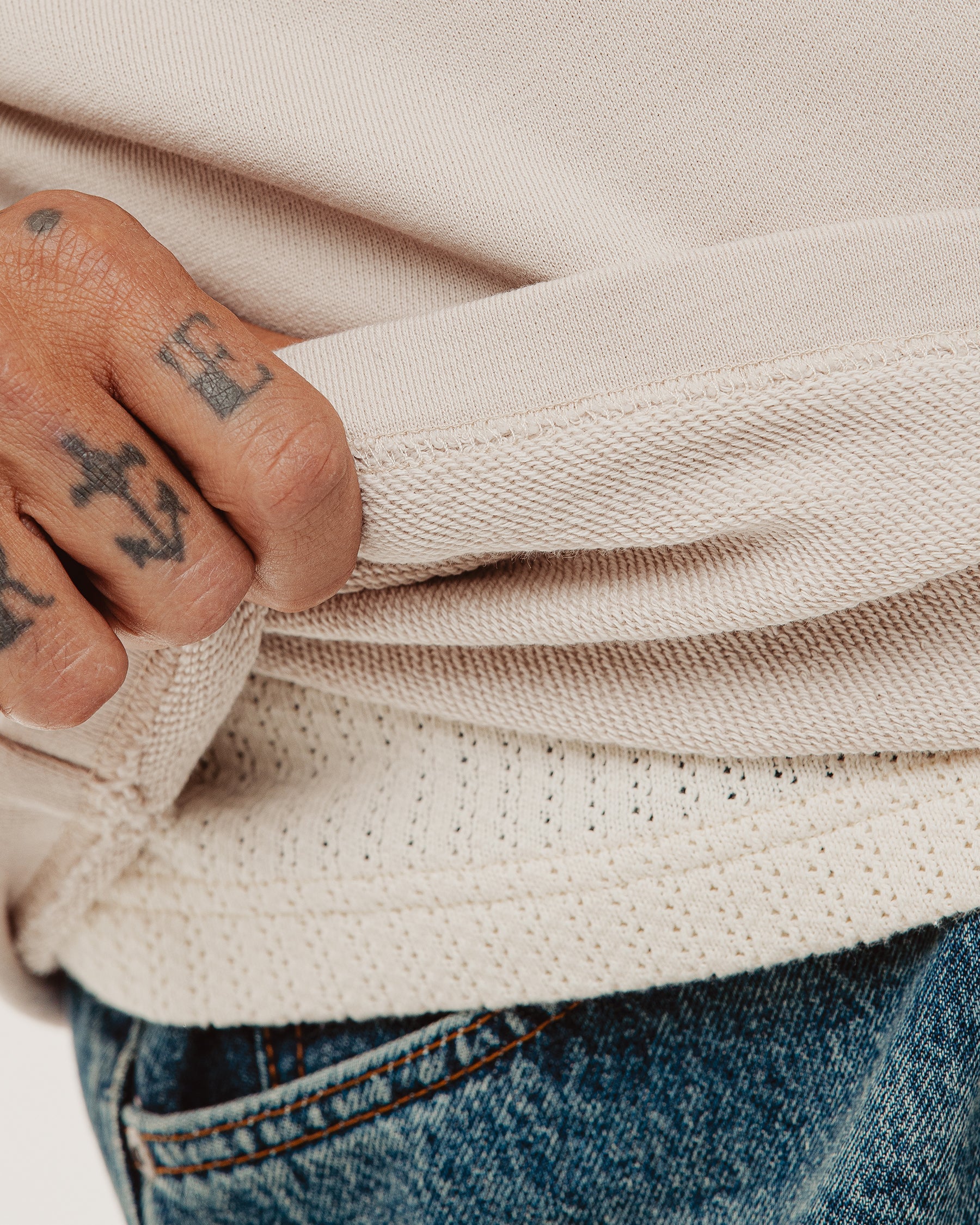 Track 1/4 Zip Jersey - Ecru & Navy