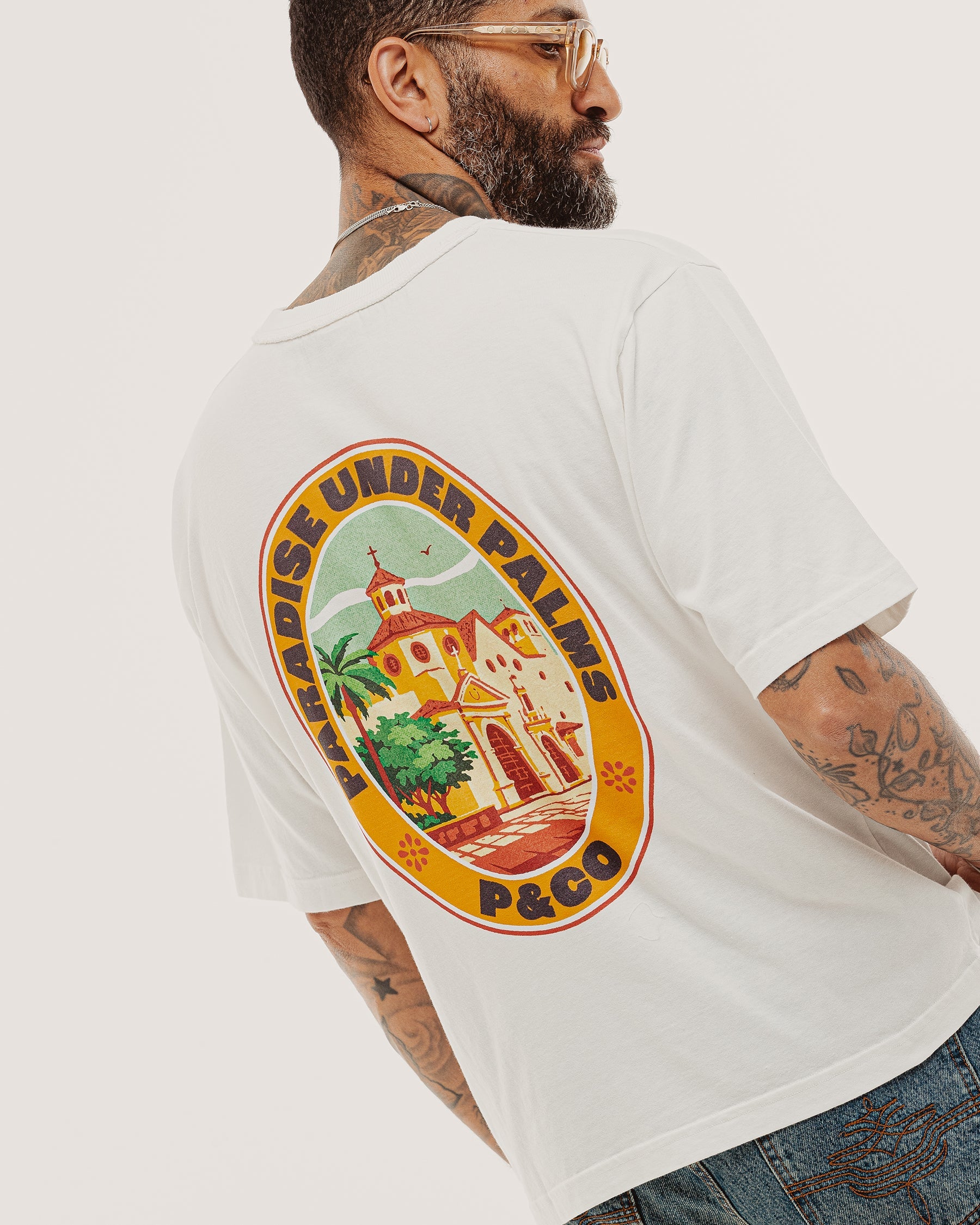 Paradise Under Palms Boxy T-Shirt - Off White