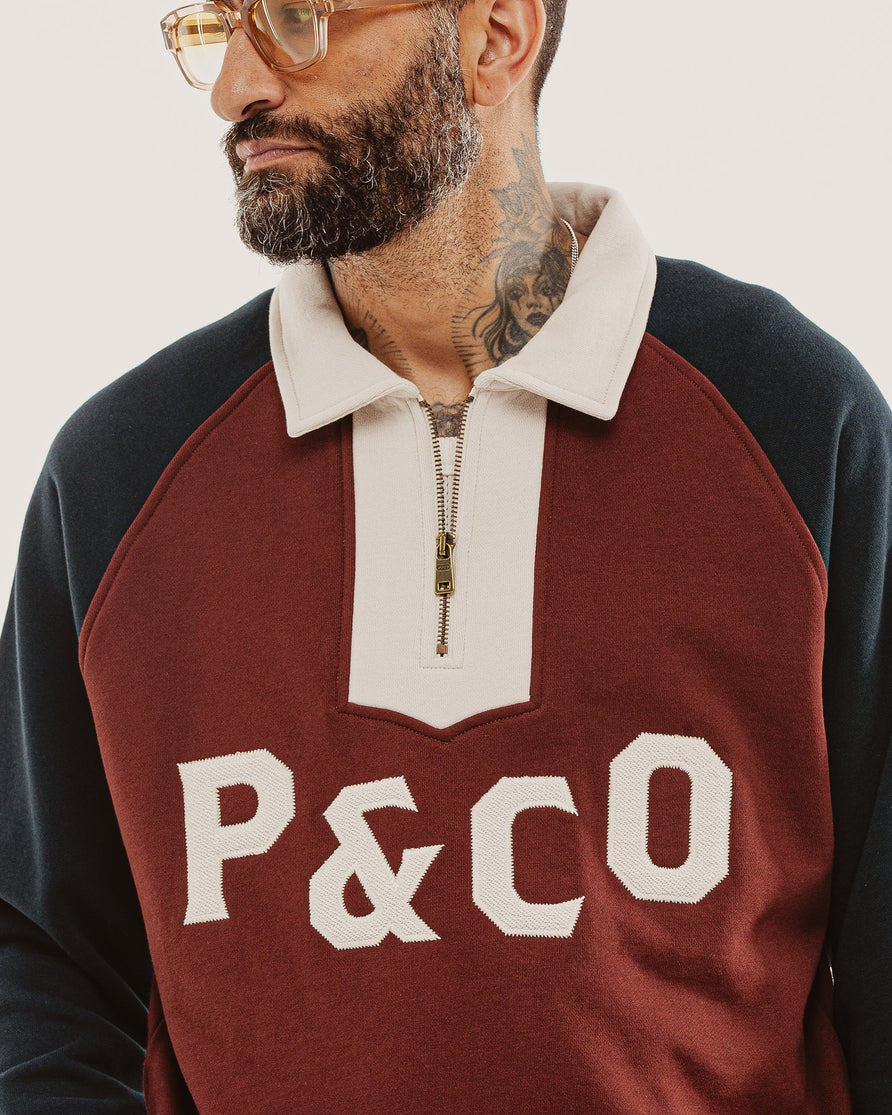 Track 1/4 Zip Jersey - Maroon & Navy