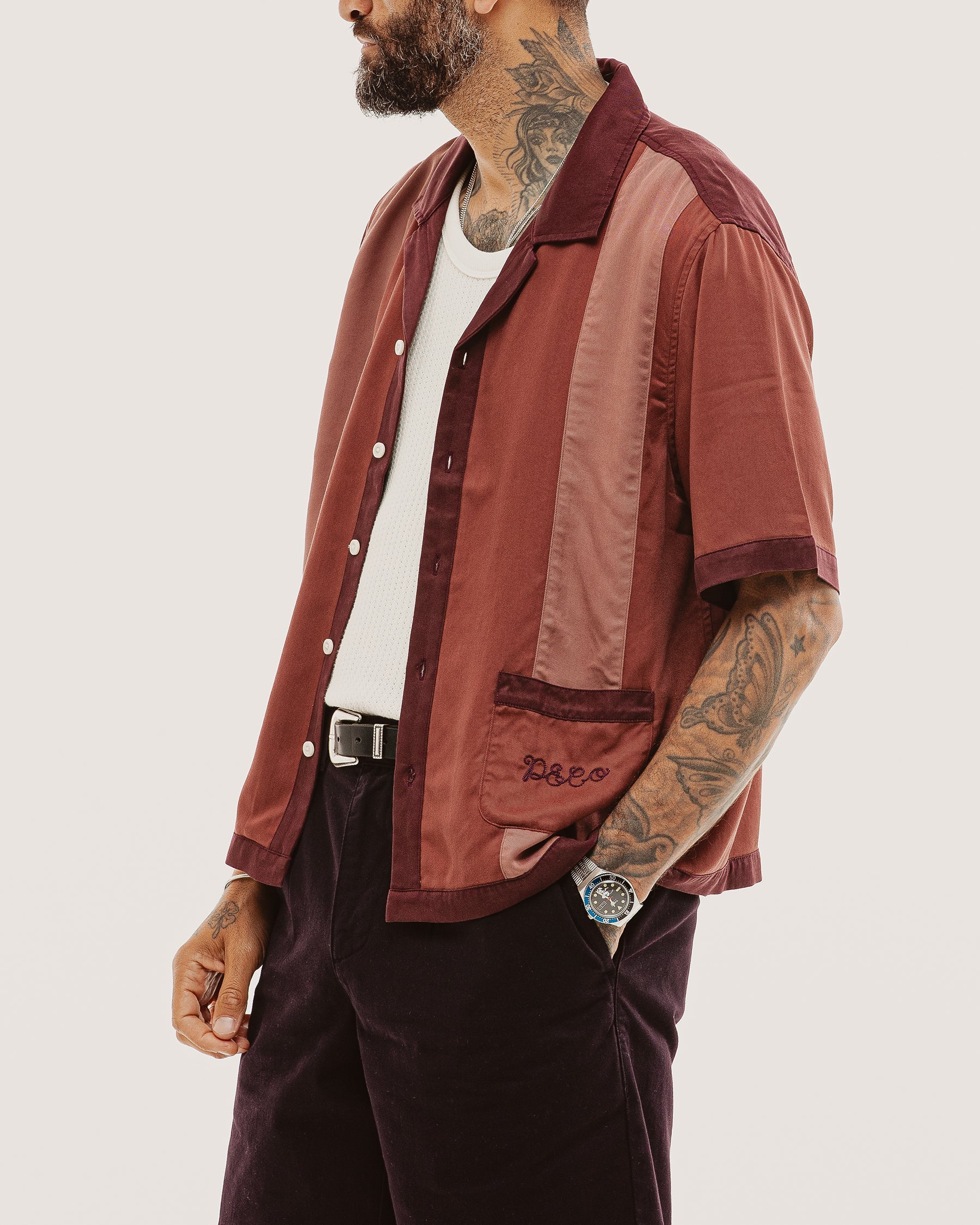 Diner Bowling Shirt - Maroon