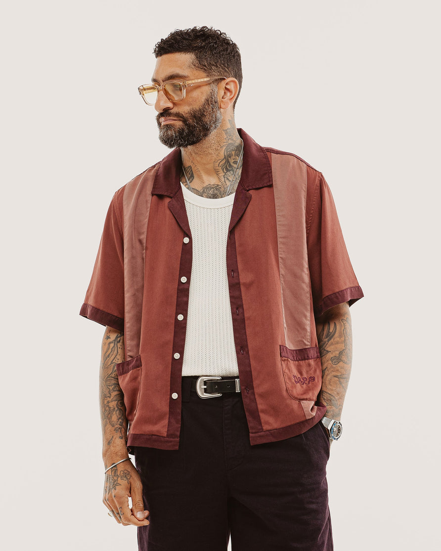Diner Bowling Shirt - Maroon
