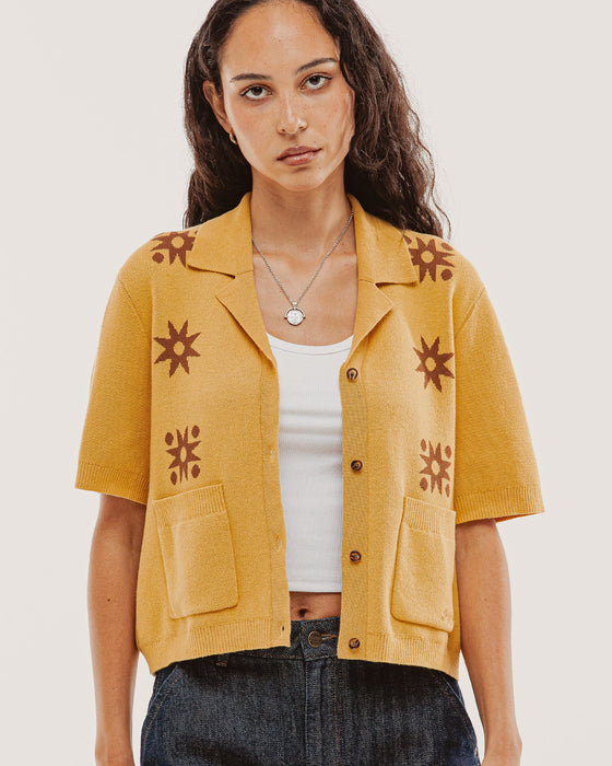 Milano Cropped Knitted Shirt - Ochre