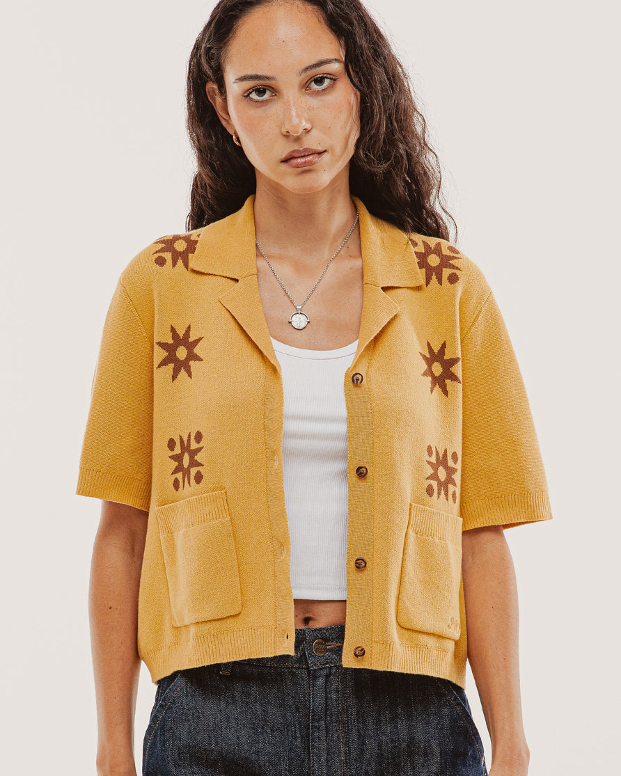 Milano Cropped Knitted Shirt - Ochre
