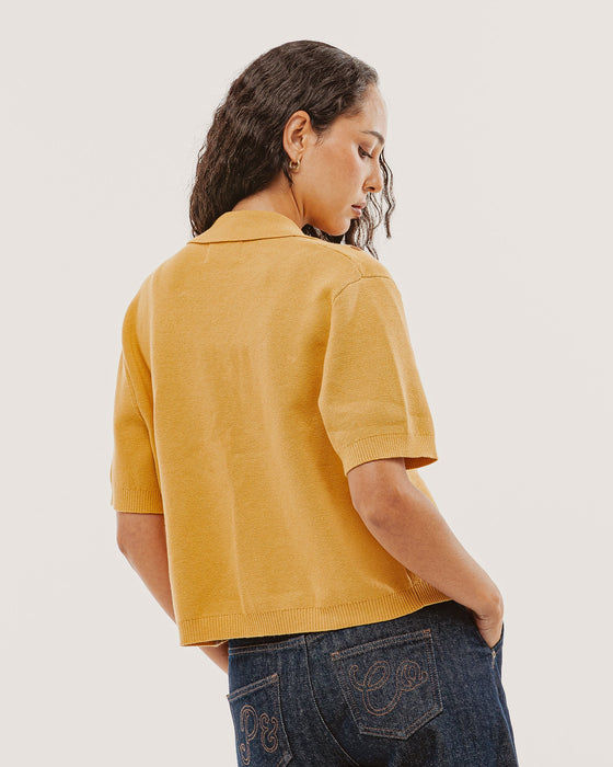 Milano Cropped Knitted Shirt - Ochre