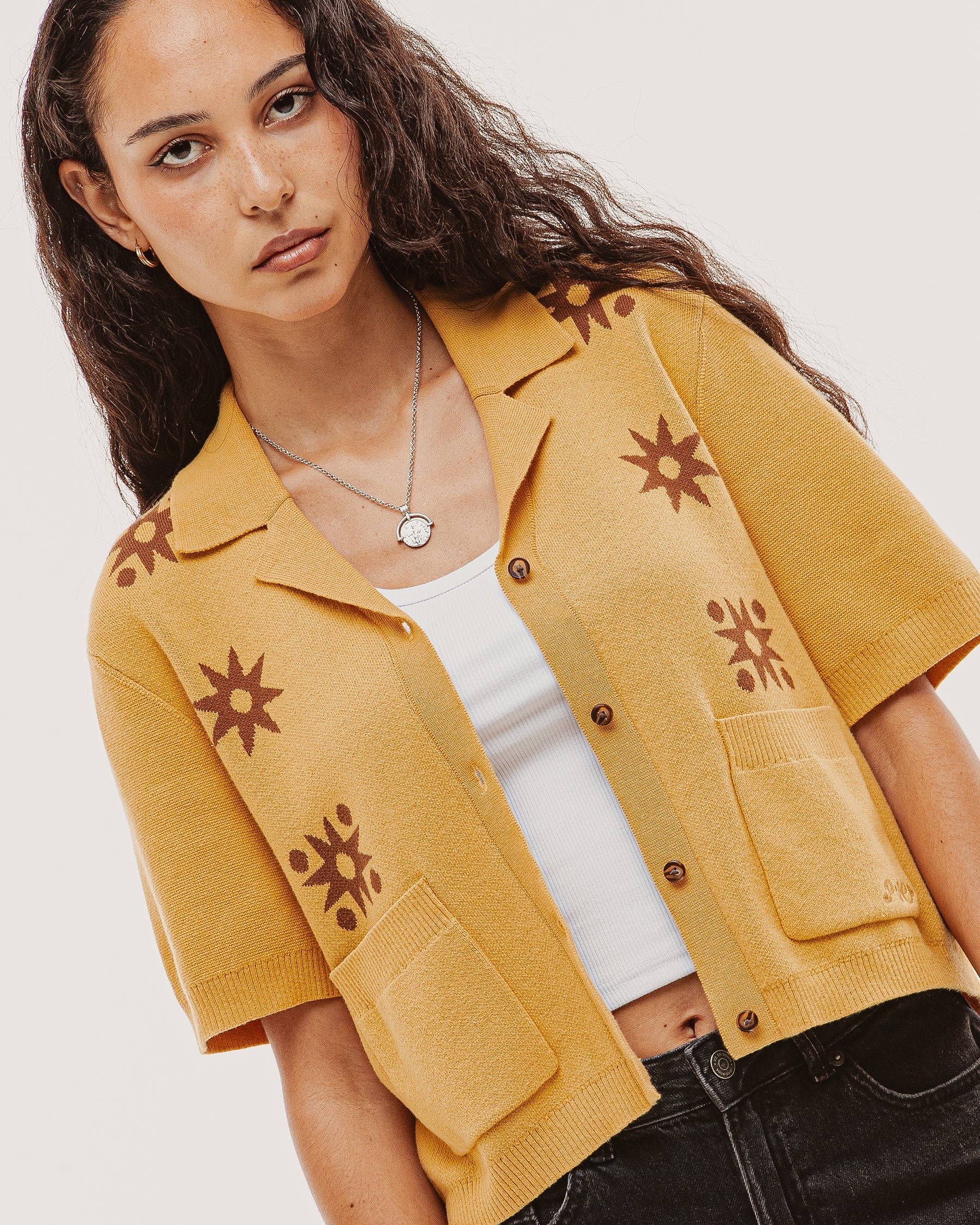 Milano Cropped Knitted Shirt - Ochre