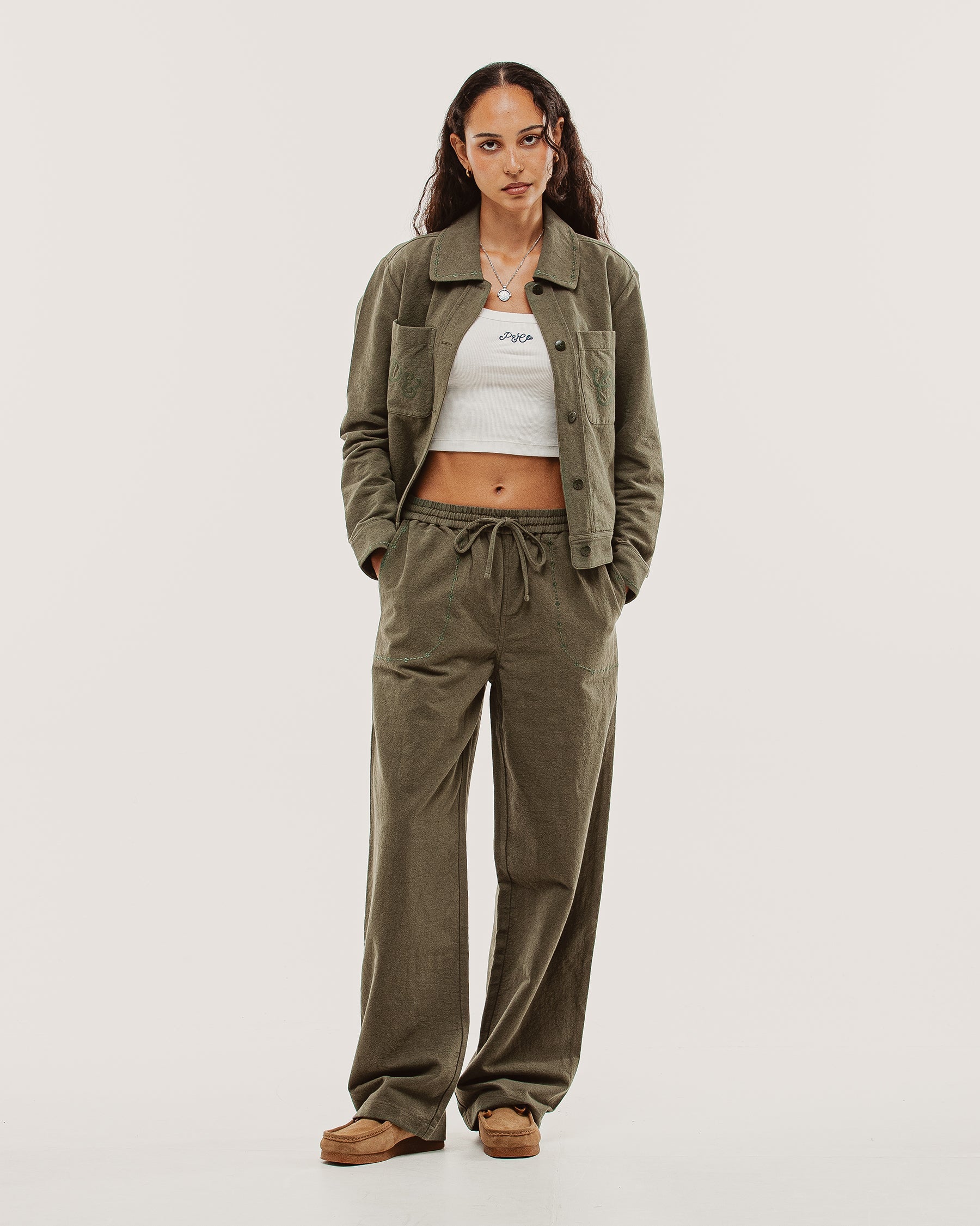 Olivia Drawstring Pant - Khaki