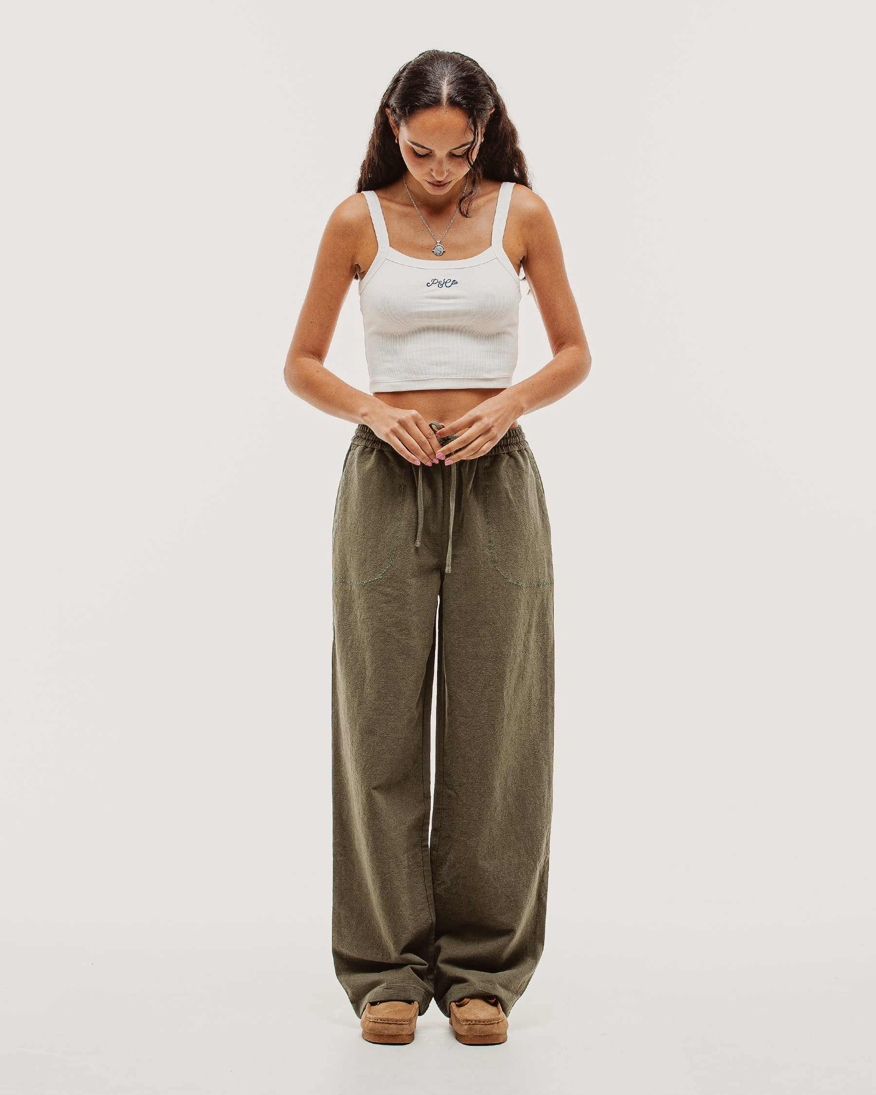 Olivia Drawstring Pant - Khaki