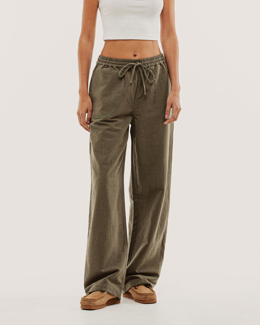 Olivia Drawstring Pant - Khaki