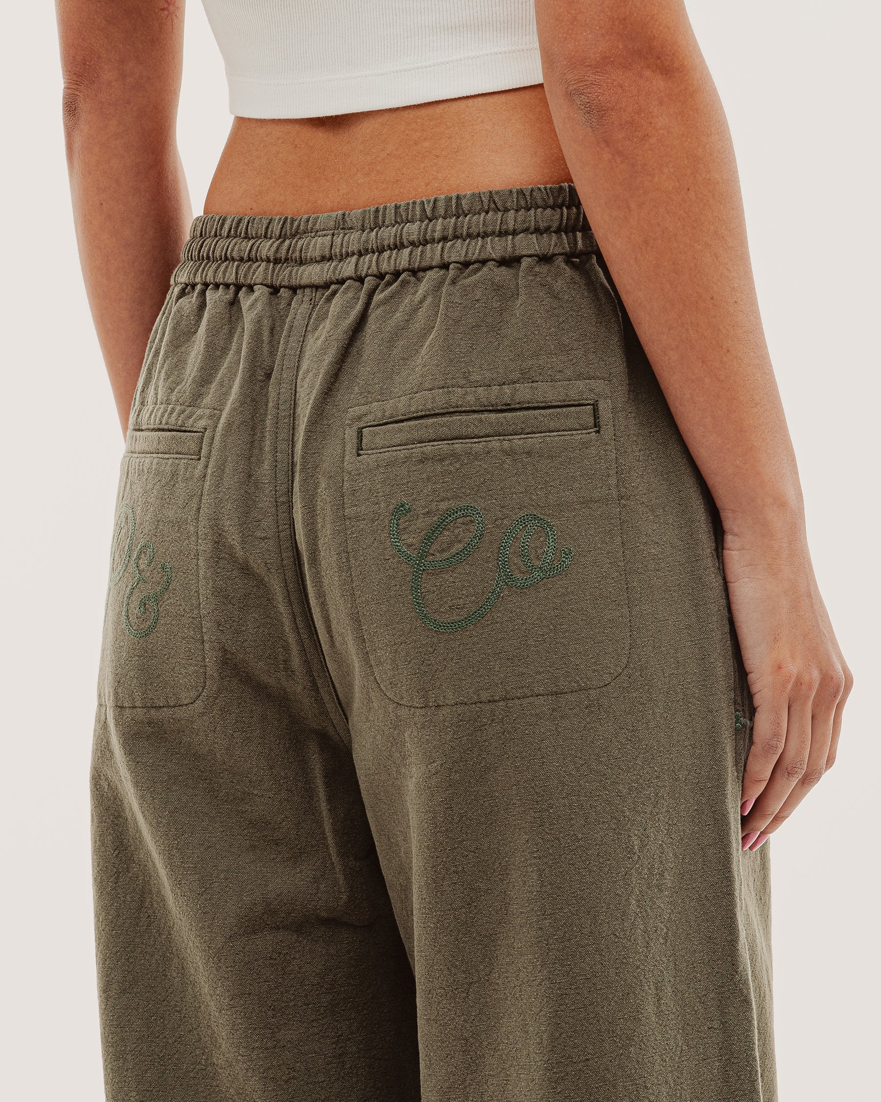 Olivia Drawstring Pant - Khaki