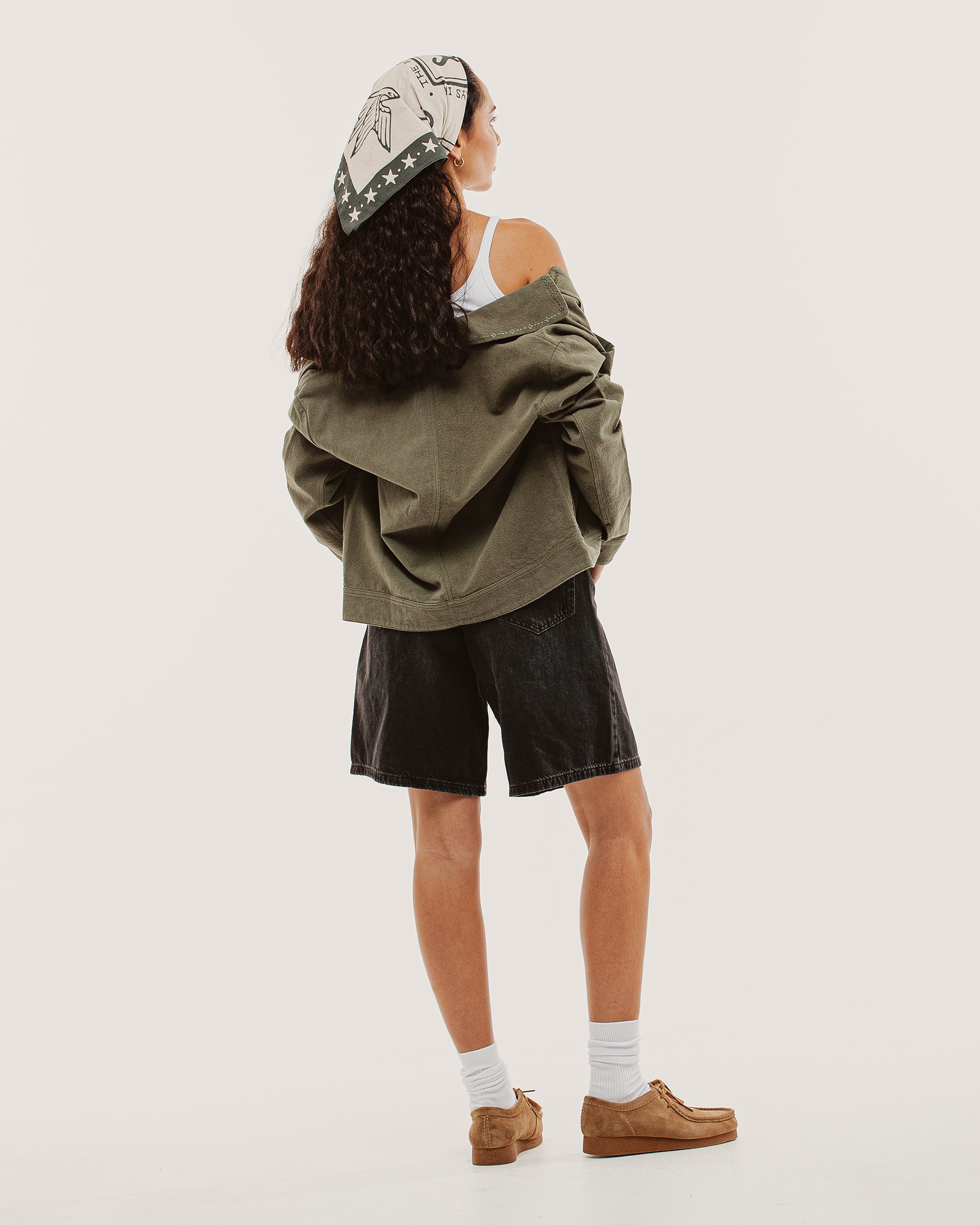 Olivia Embroidered Chore Jacket - Khaki