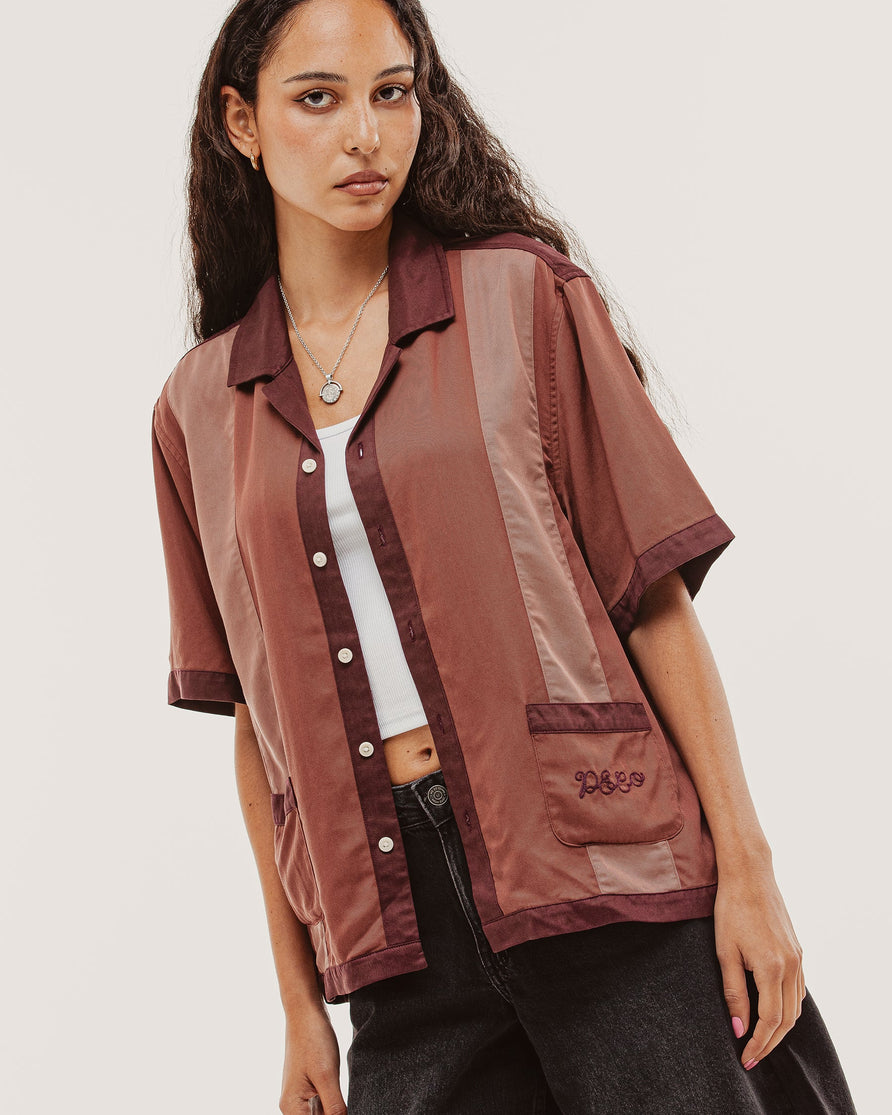 Diner Bowling Shirt - Maroon