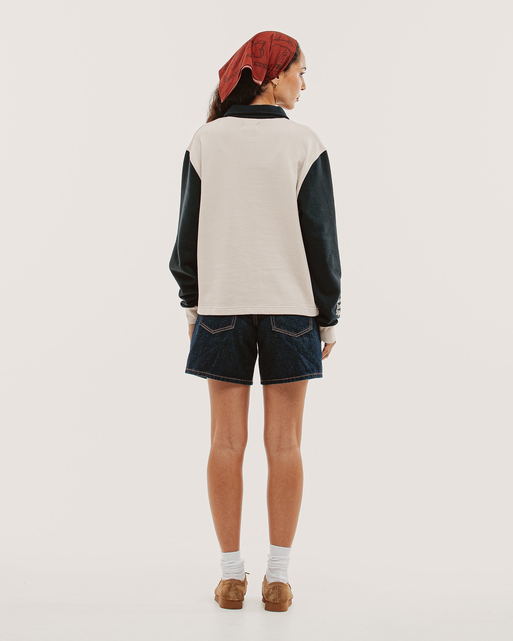 Track 1/4 Zip Jersey - Ecru & Navy