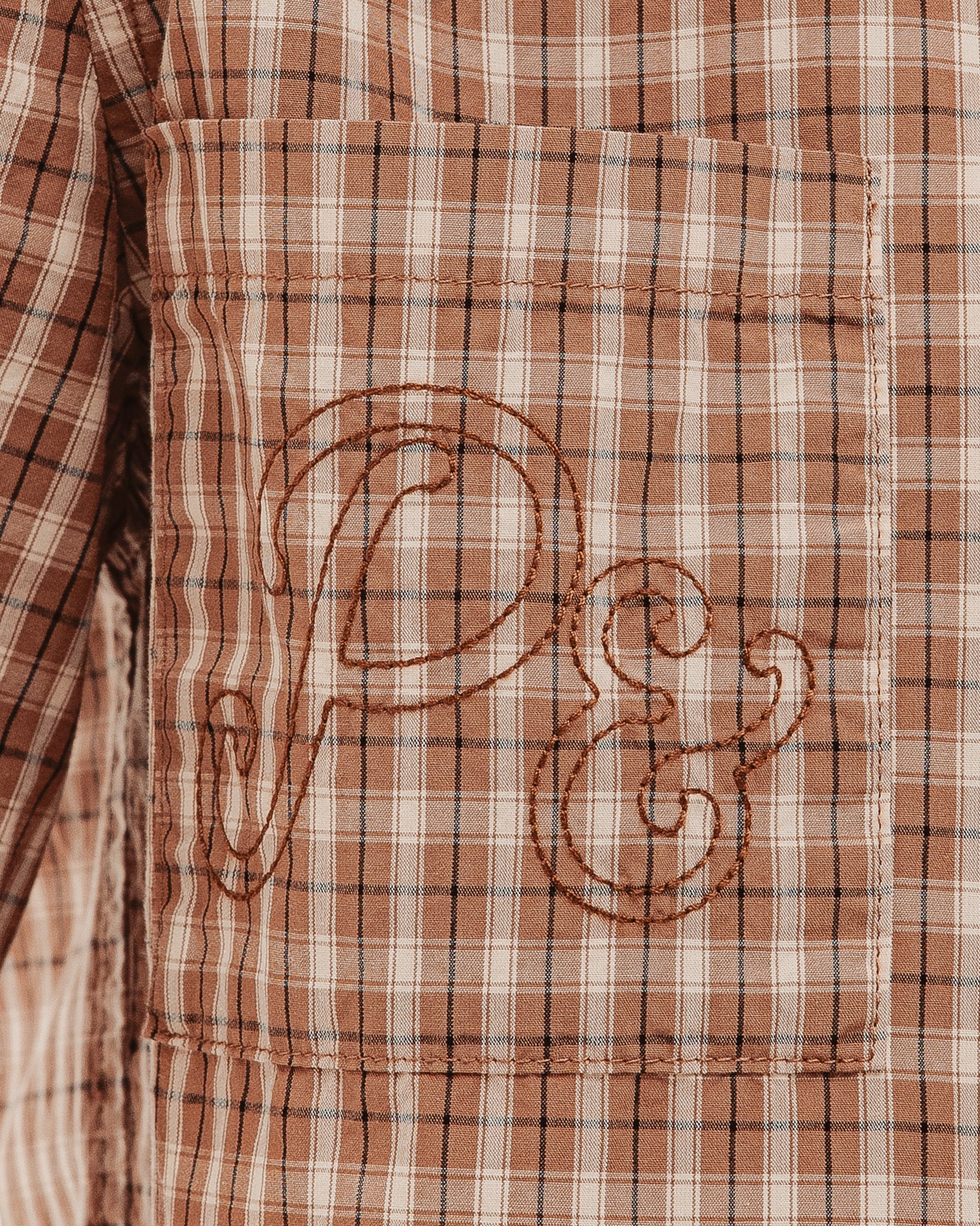 Françoise Cropped Shirt - Taupe Plaid