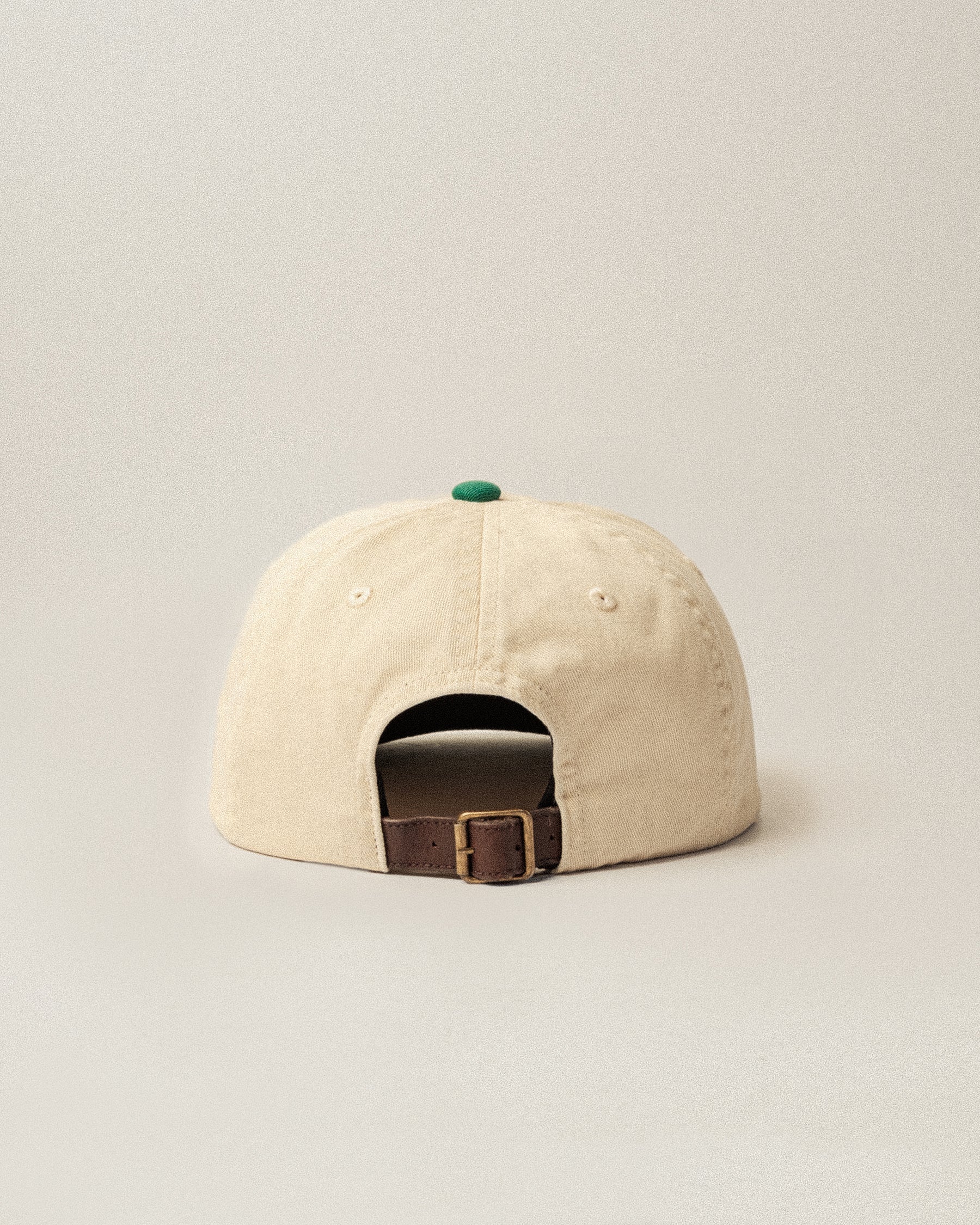 Racing Team Cotton 5 Panel Cap - Ecru & Green