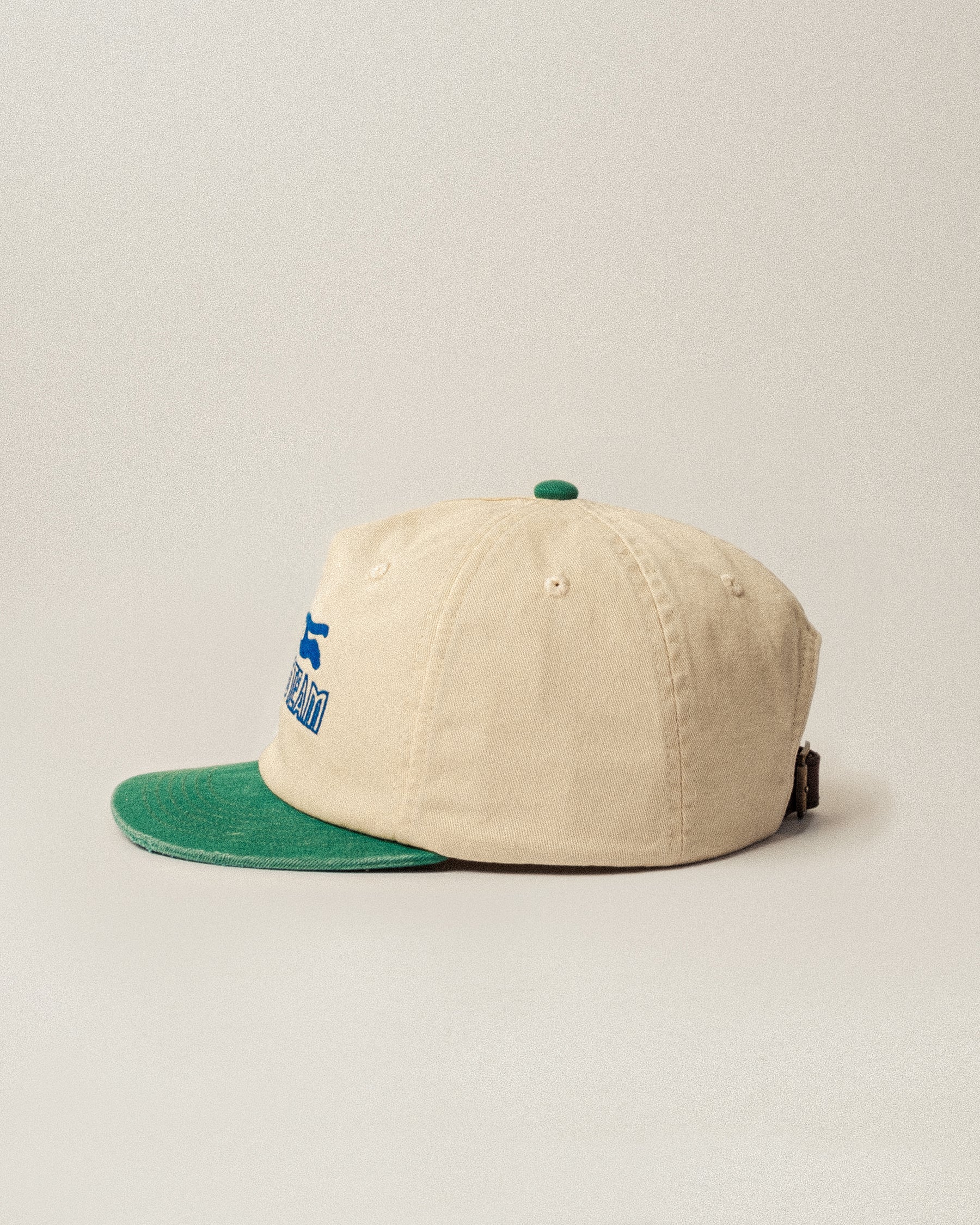 Racing Team Cotton 5 Panel Cap - Ecru & Green