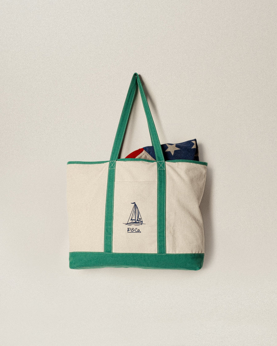 Harbour Sail Tote Bag - Ecru & Green