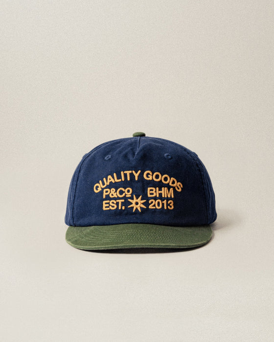 Quality Goods Twill 5 Panel Cap - Navy & Green