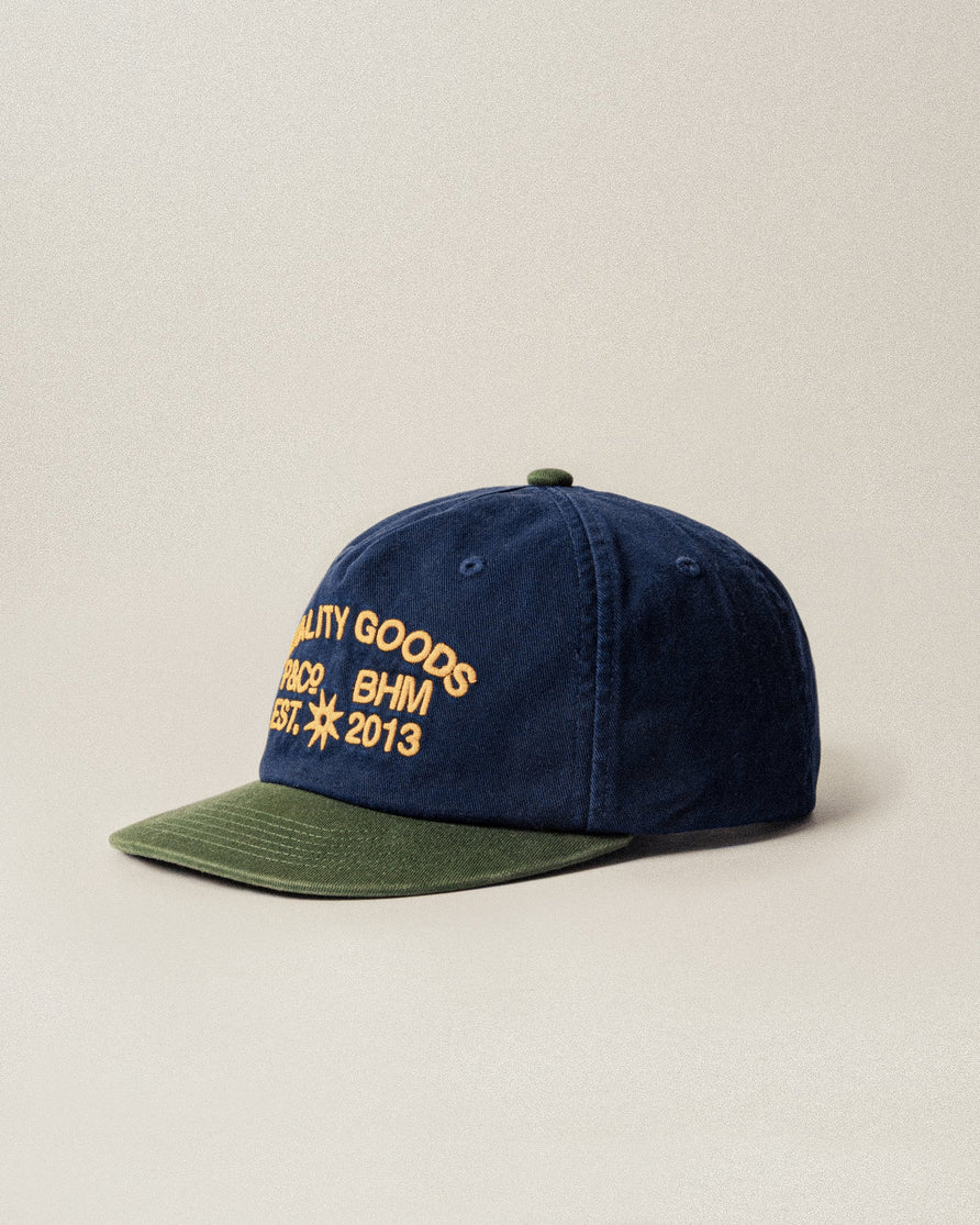 Quality Goods Twill 5 Panel Cap - Navy & Green