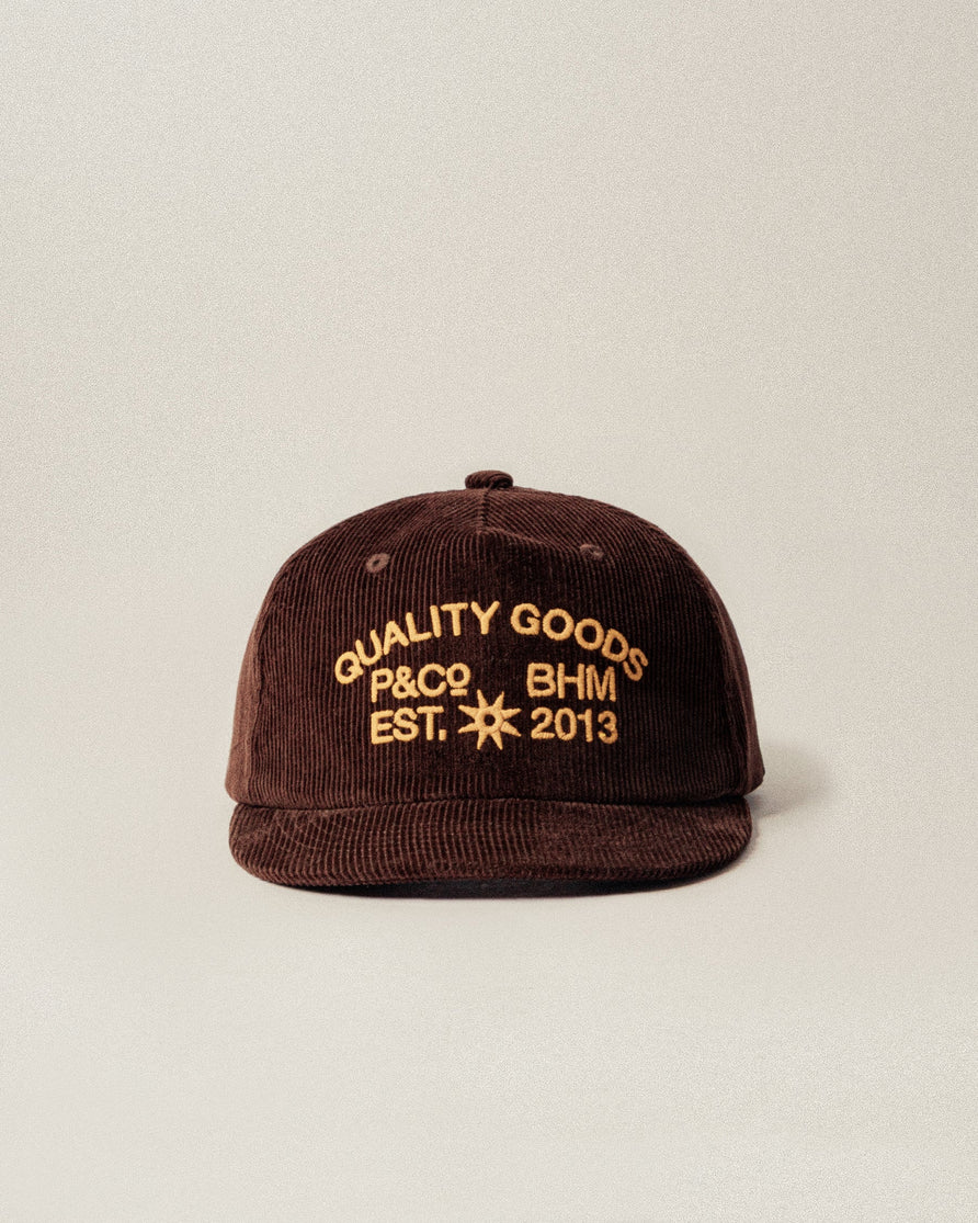 Quality Goods Cord 5 Panel Cap - Brown