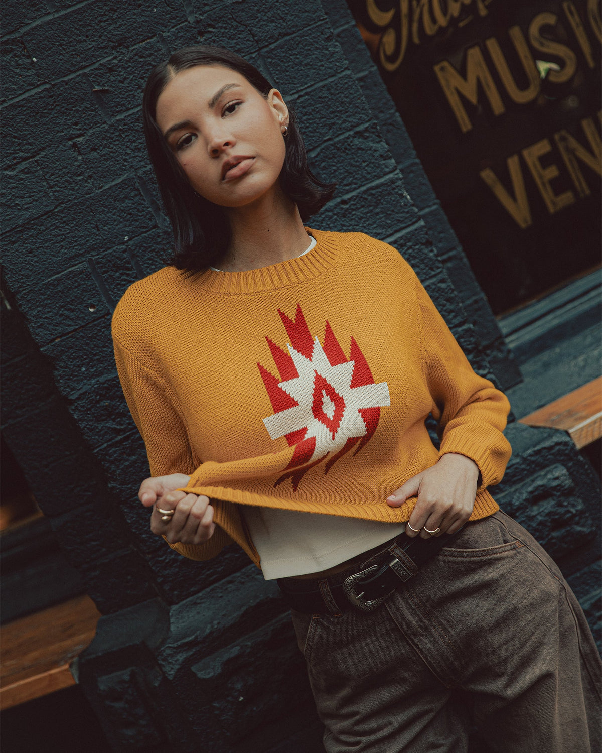 Mesa Intarsia Knit - Ochre