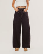 Keaton Wide Leg Denim Jean - Dark Brown