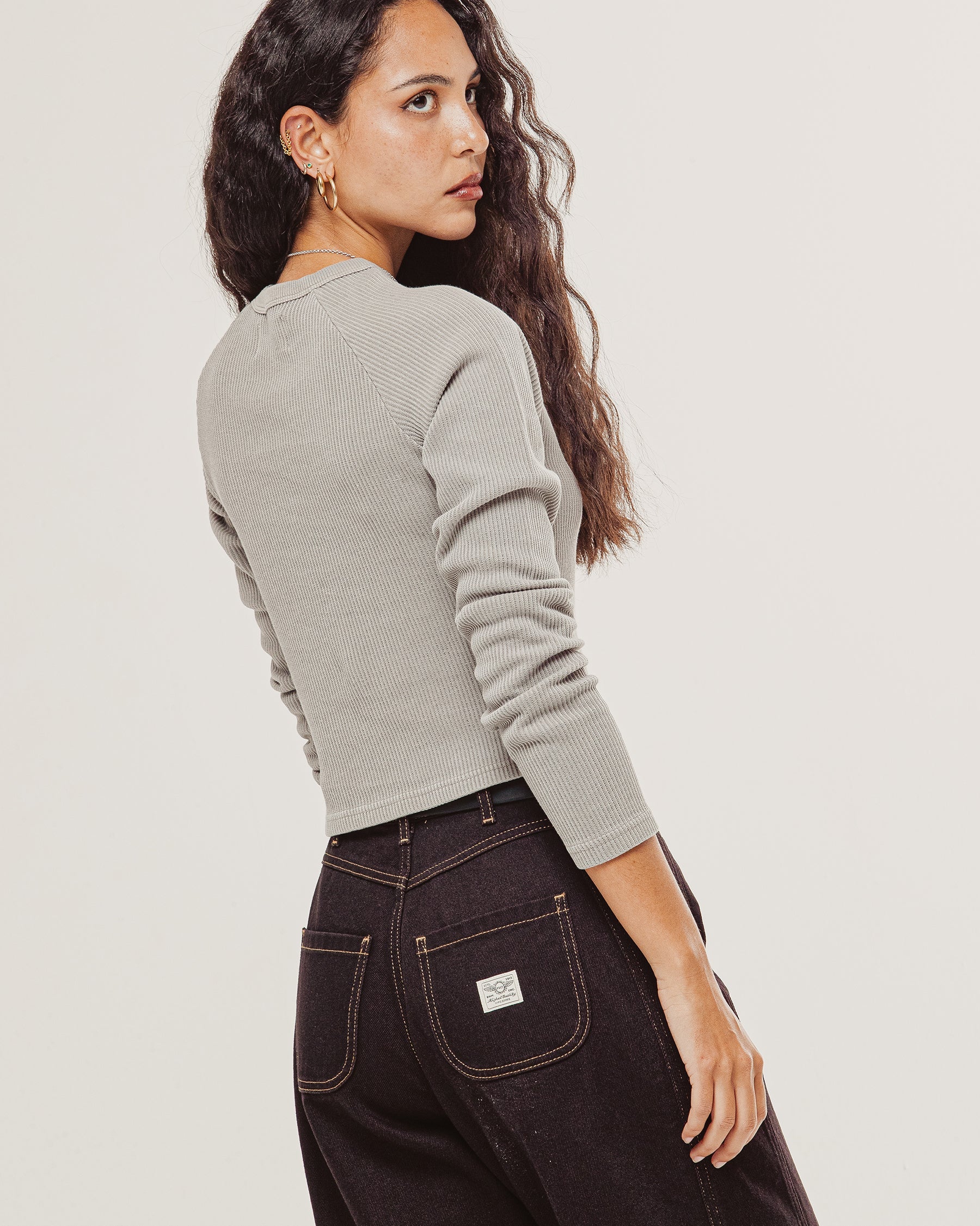 Swallow Ribbed Longsleeve Baby T-Shirt - Taupe