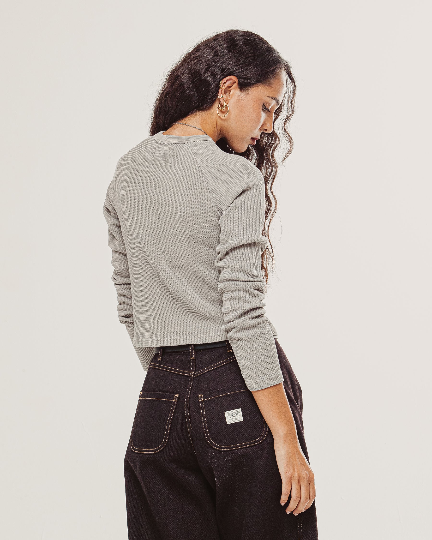 Swallow Ribbed Longsleeve Baby T-Shirt - Taupe