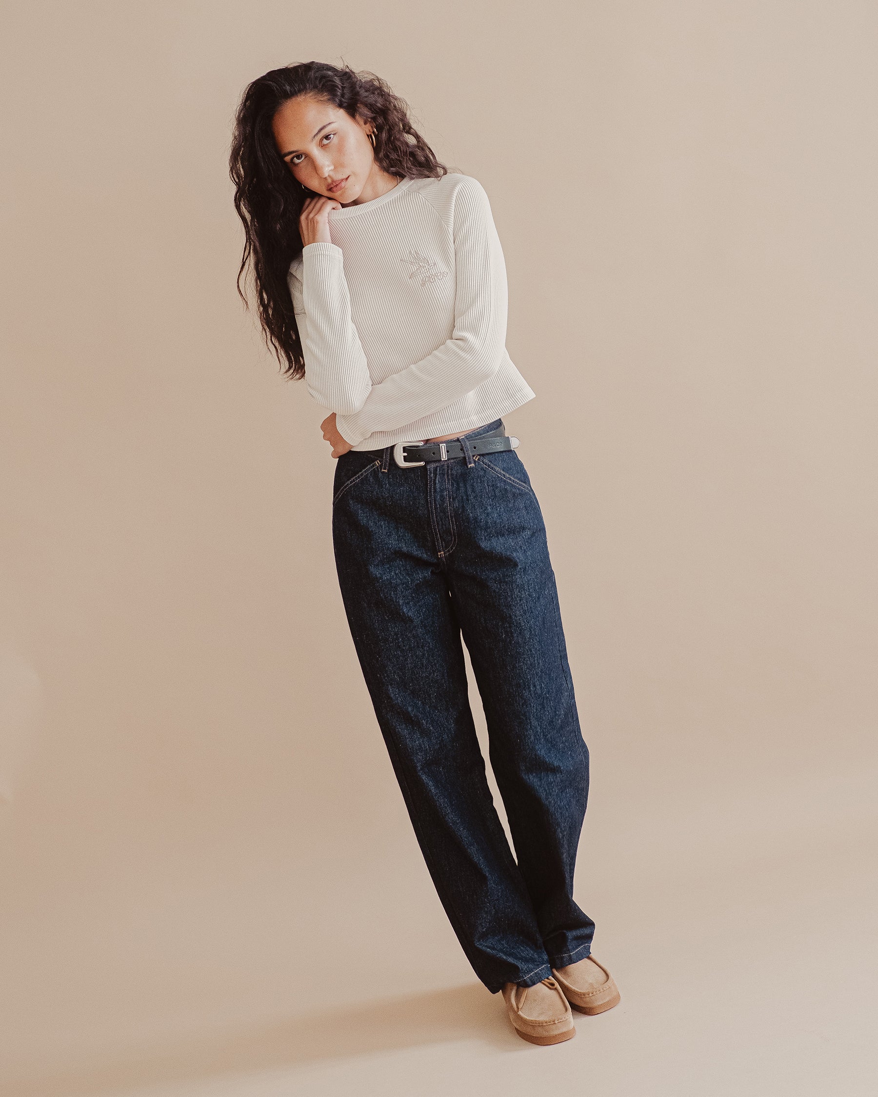 Swallow Ribbed Longsleeve Baby T-Shirt - Oatmeal