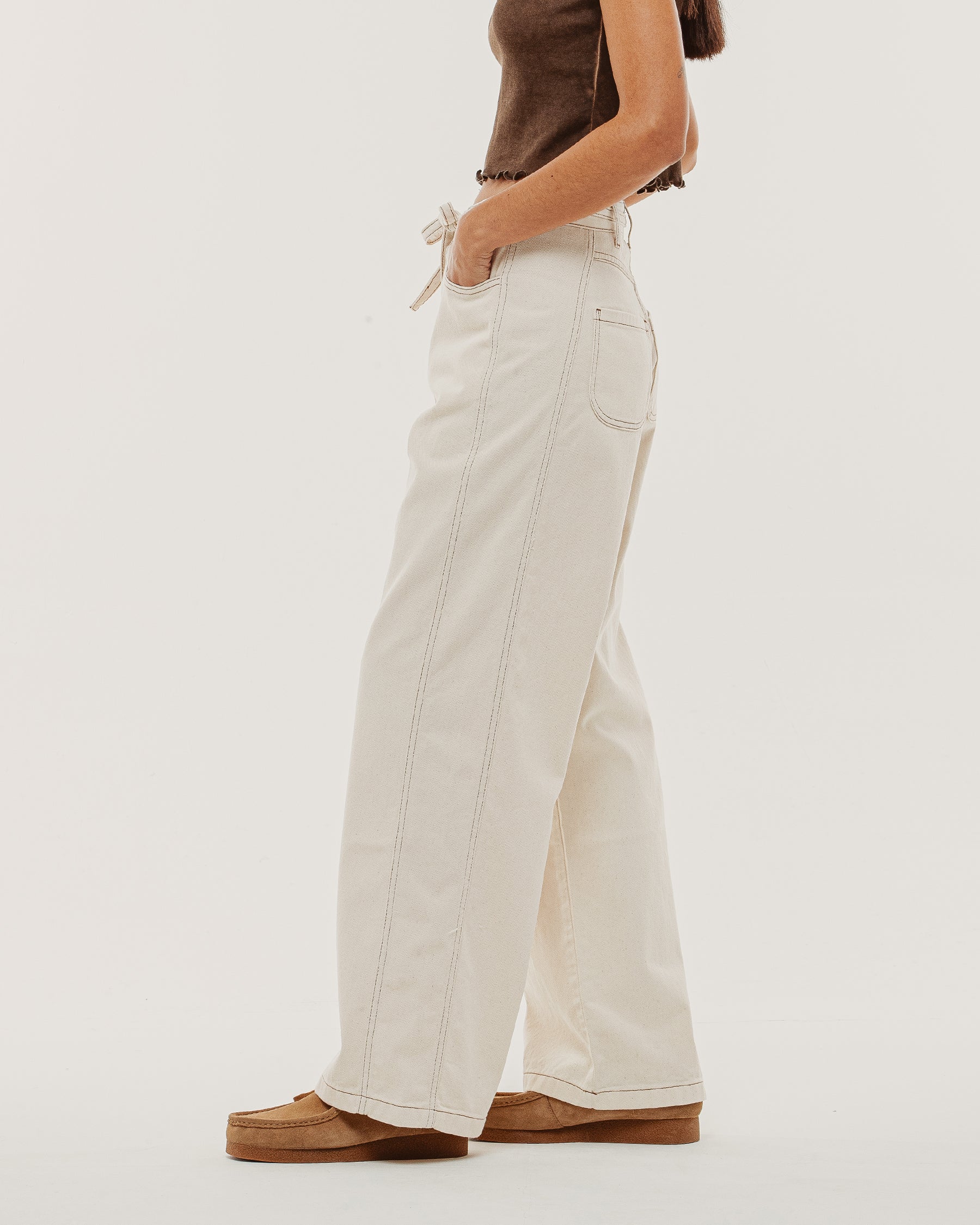 Keaton Wide Leg Denim Jean - Ecru