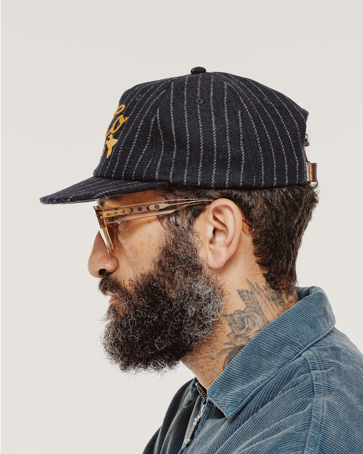 Flyers Wool 5 Panel Cap - Navy Pinstripe
