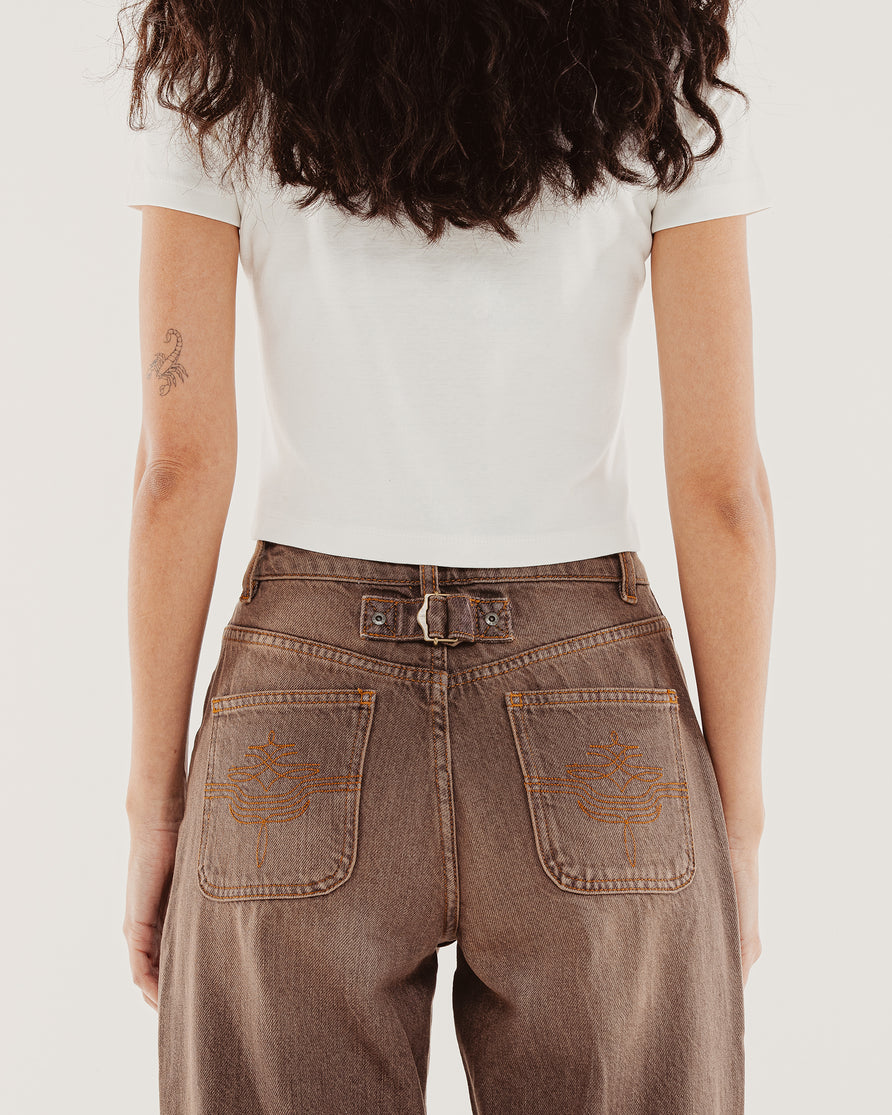 Nomad Weathered Denim Pant - Washed Brown
