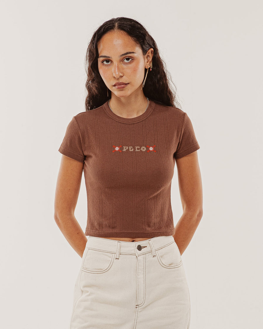 Elsie Embroidered Baby T-Shirt - Brown