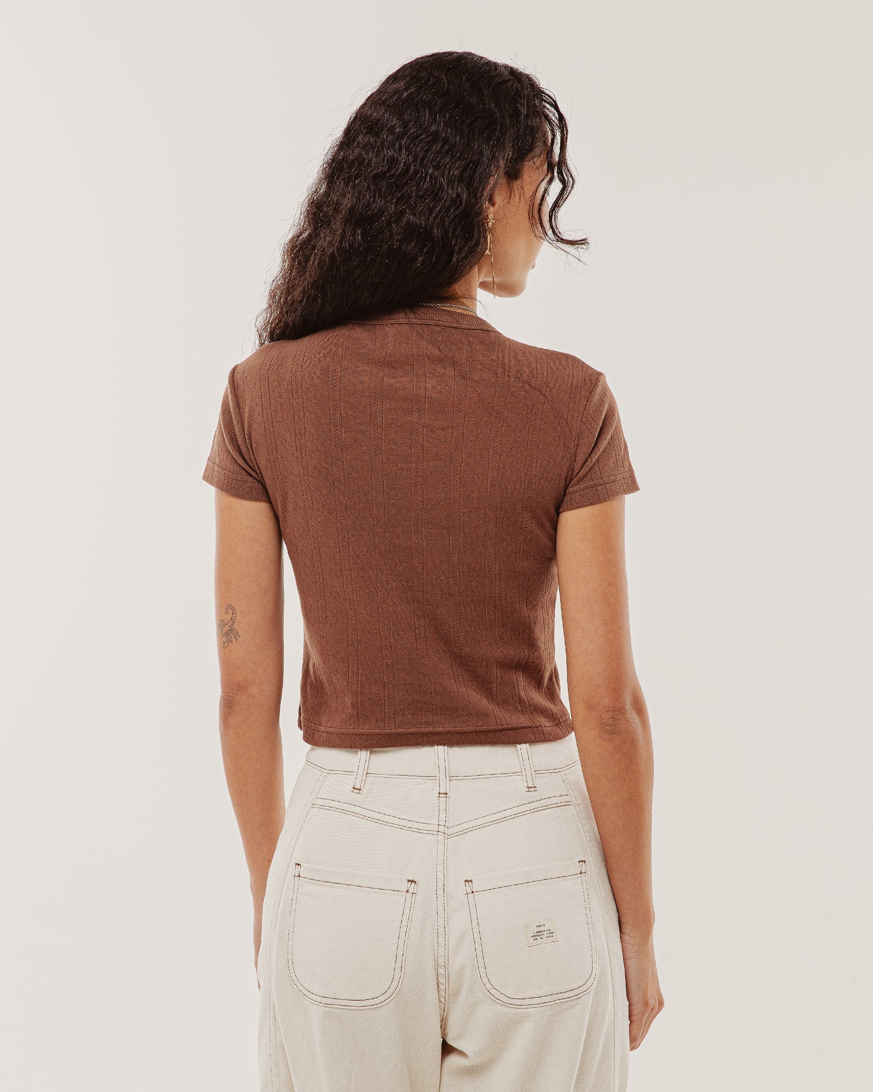 Elsie Embroidered Baby T-Shirt - Brown
