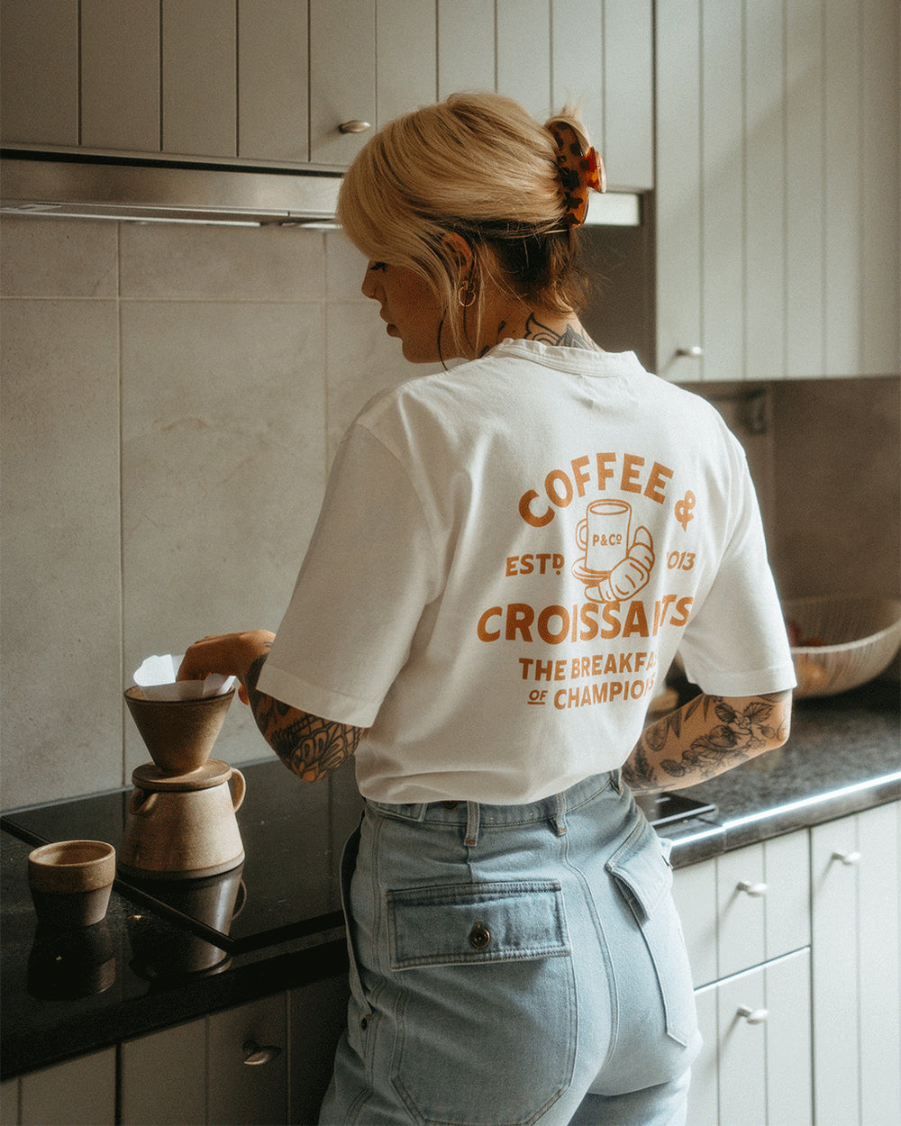 T-Shirt Café & Croissants - Blanc Cassé 