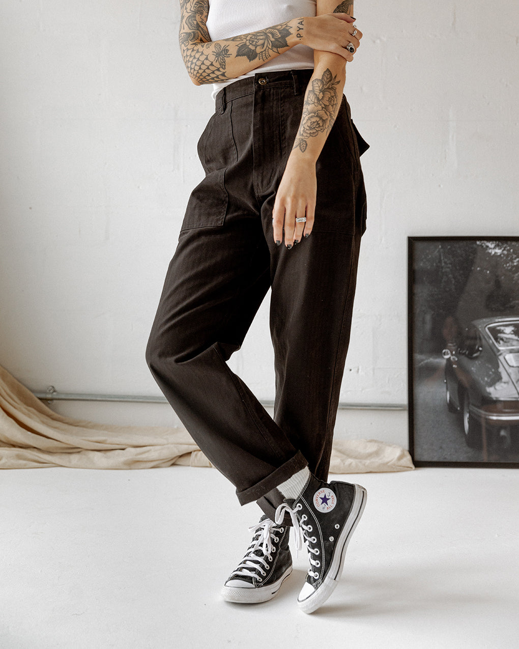 Herringbone Service Fatigue Pants - Black